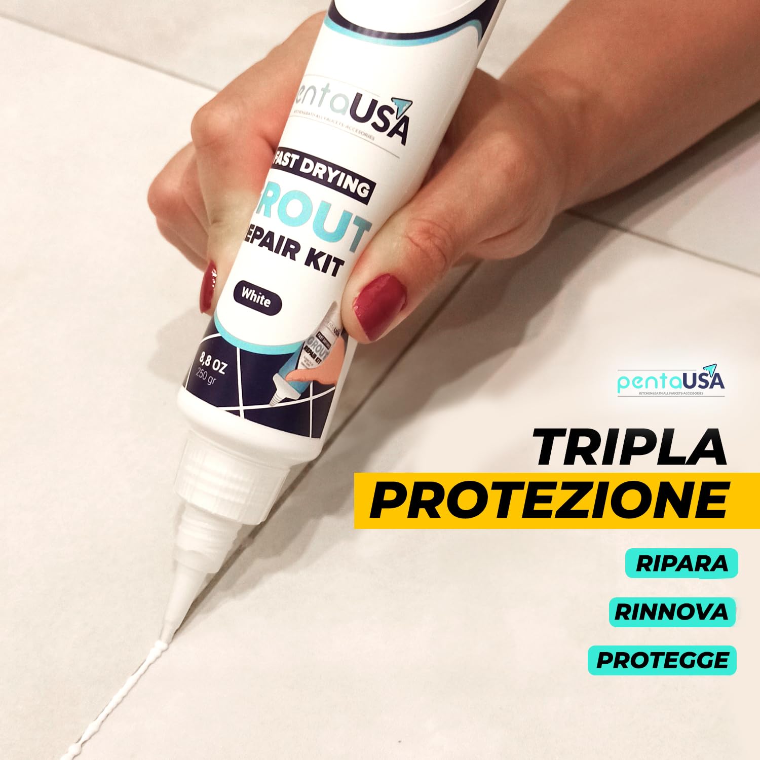 Pentausa Riparazione Fughe Piastrelle - Bianco 250gr - immagine 5