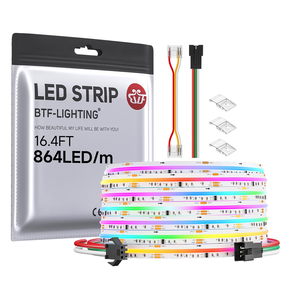 Btf-lighting FCOB COB RGB WS2811 Striscia LED 5M