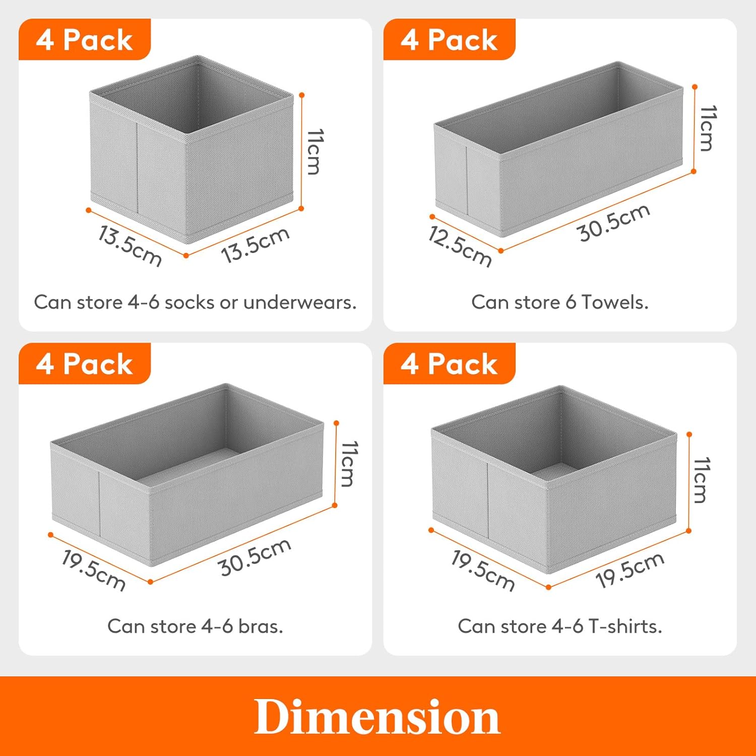 Lifewit 16 Pezzi Organizer Cassetti in Tessuto, Grigio Chiaro - immagine 2