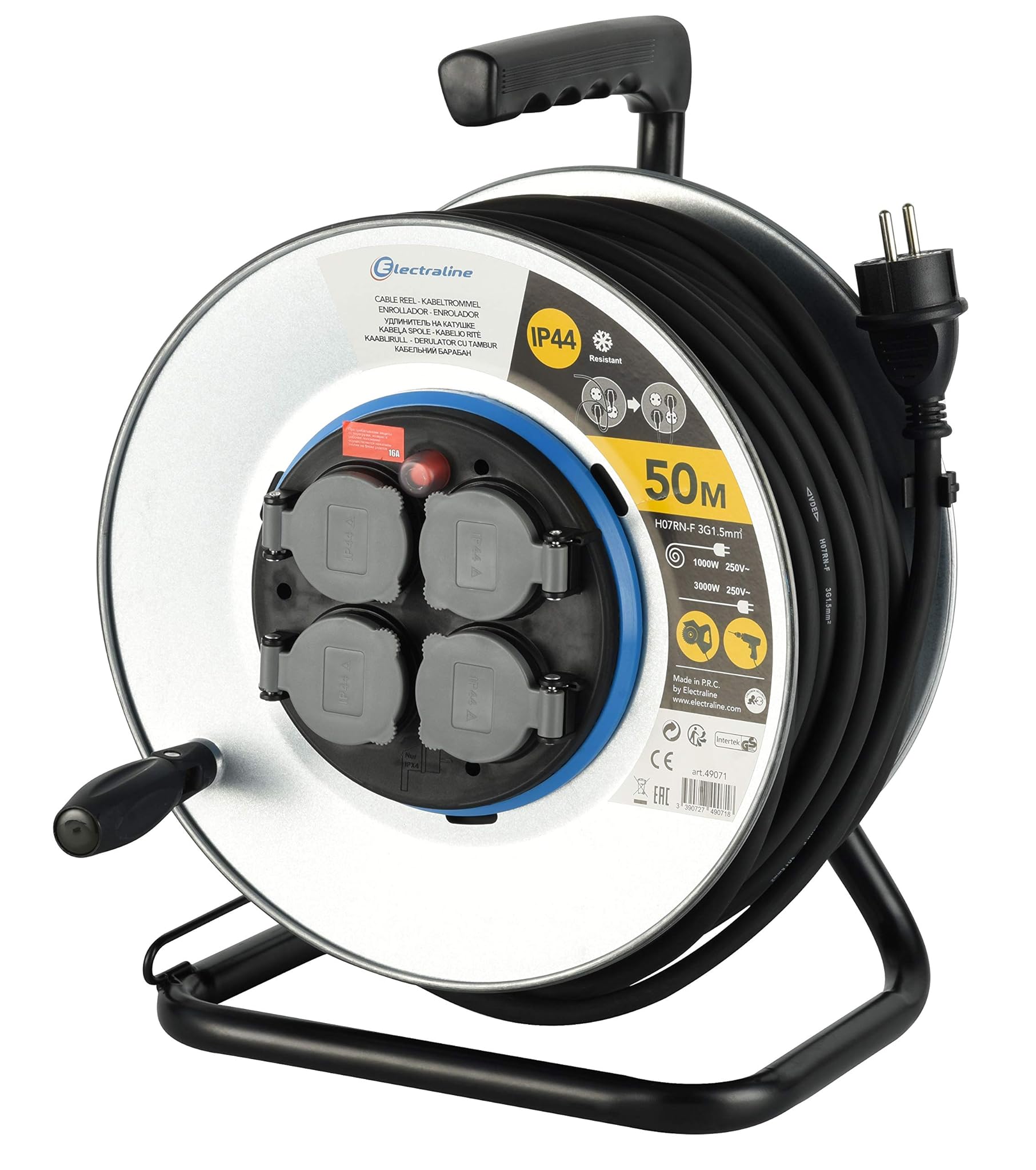 Electraline 49071 PRO-Line - Avvolgicavo 50m IP44