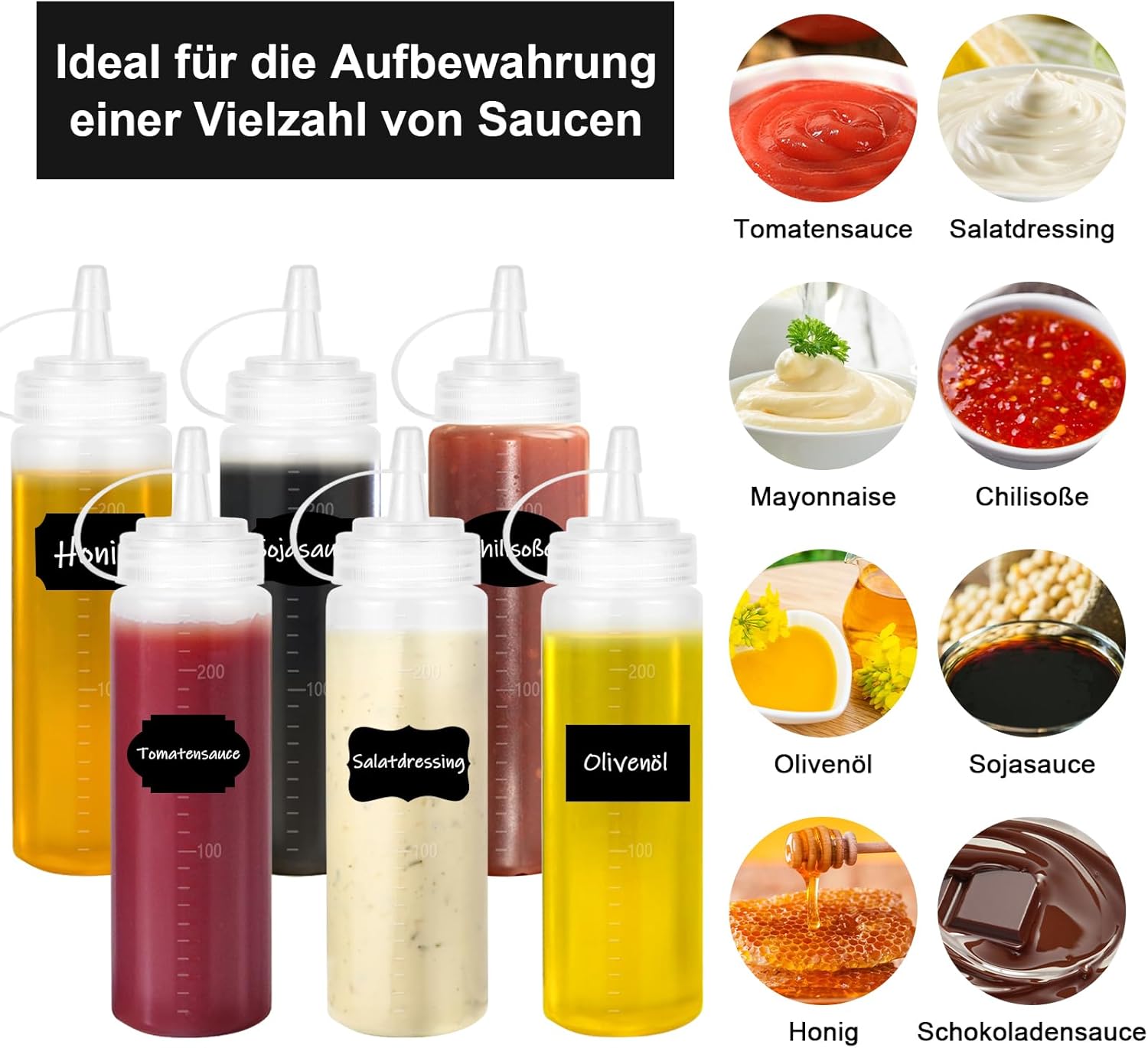 6 Pezzi Bottiglia Squeeze di Plastica 250ml - immagine 4