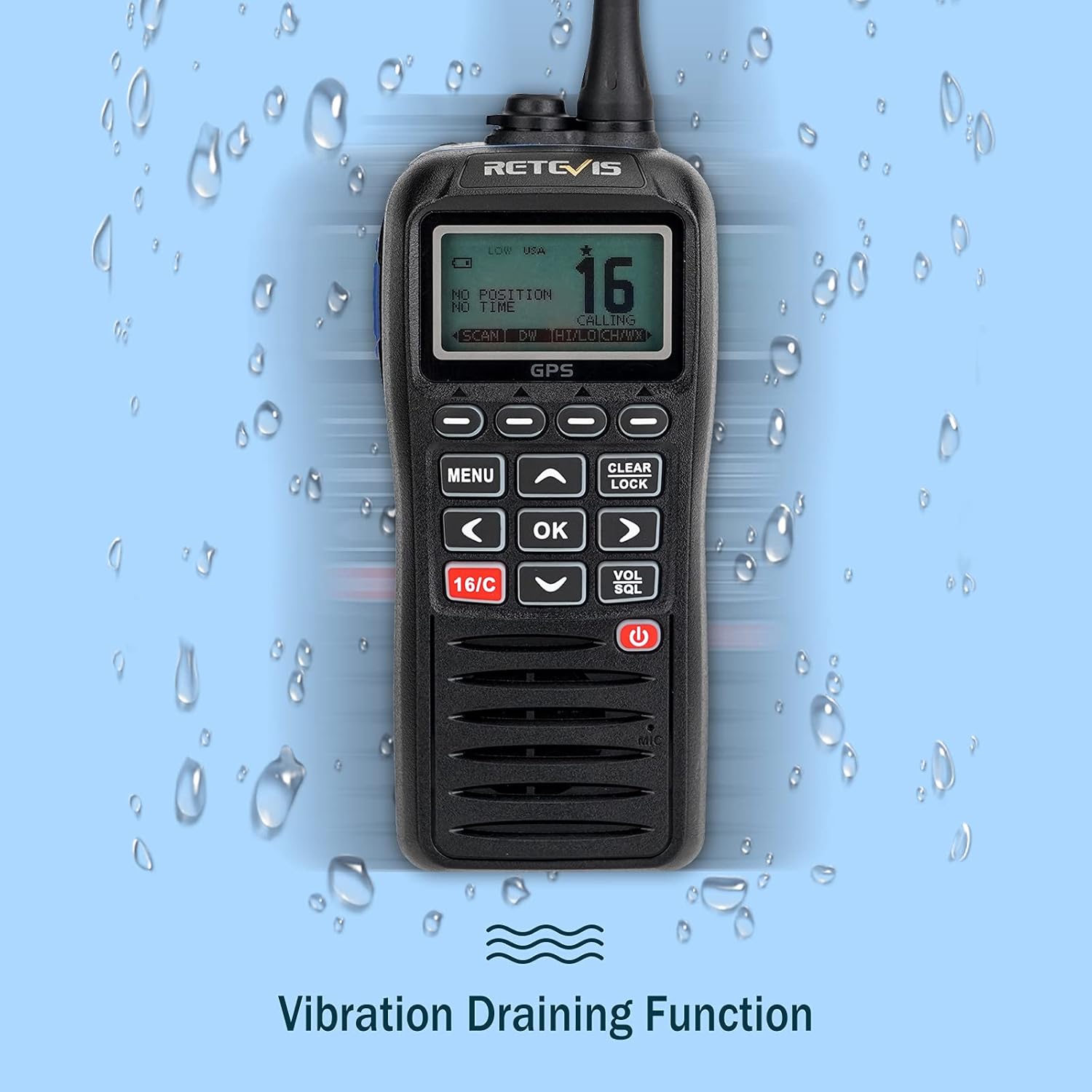 Retevis RM40 Radio Marina GPS IP67 Impermeabile, Nero - immagine 4