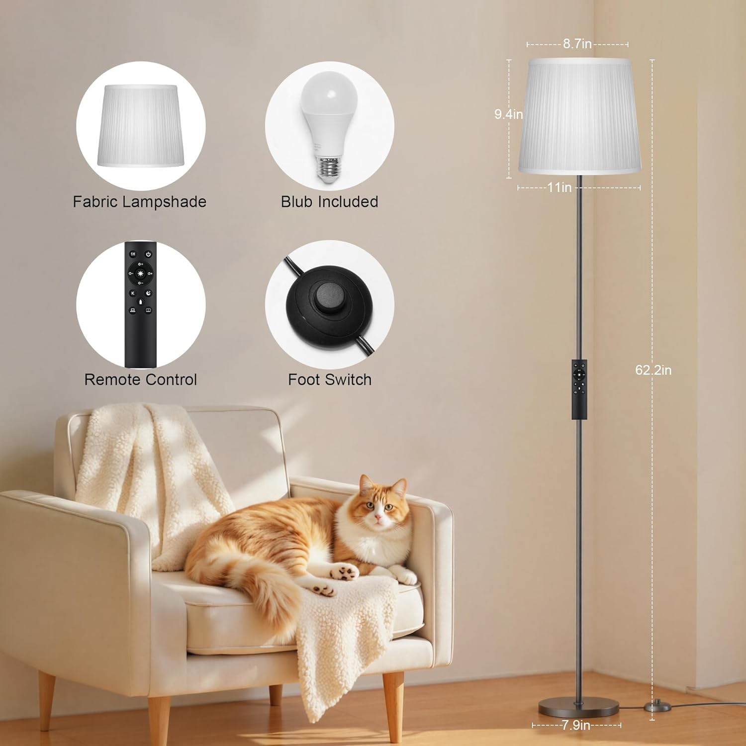 Lampada da Lettura LED 9W con Telecomando 159 cm - immagine 2