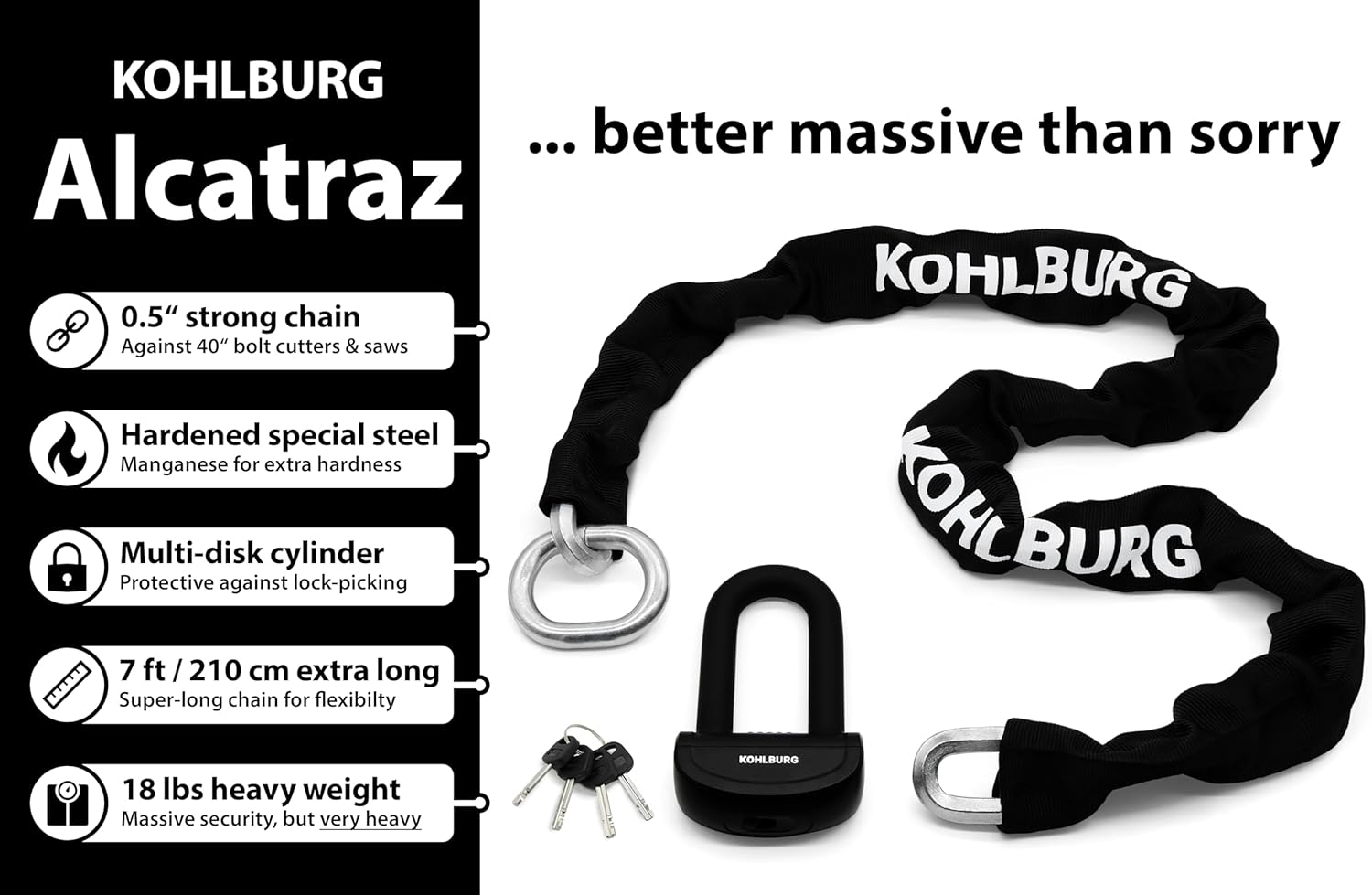Kohlburg Lucchetto Sicurezza VdS 8kg Alcatraz - immagine 3