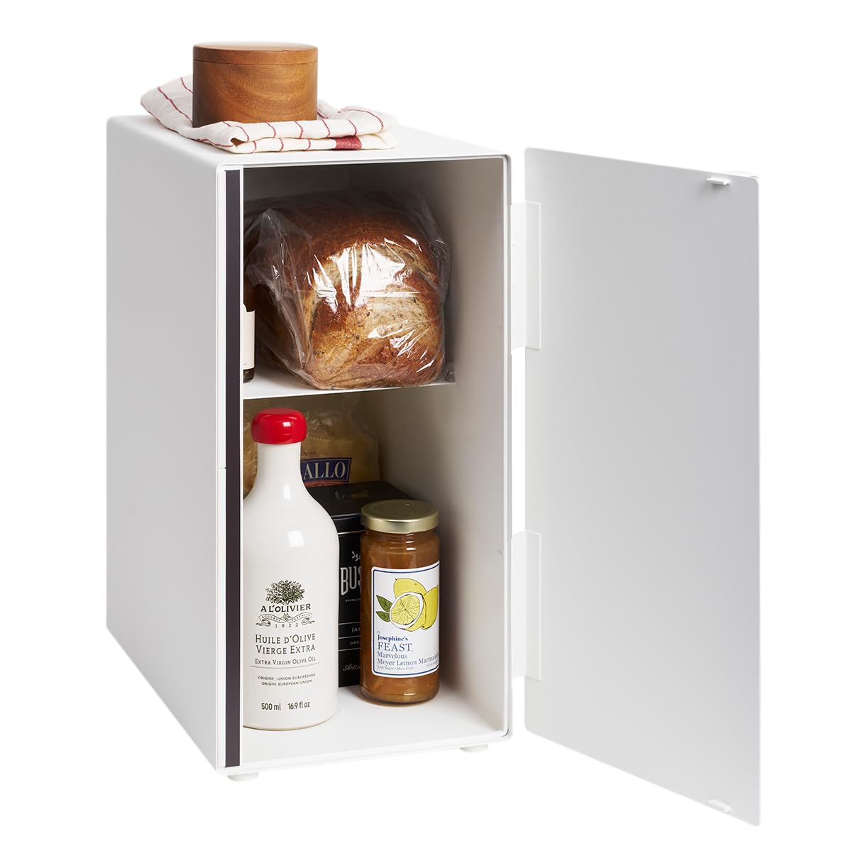 Yamazaki 5680 TOWER Bread Case Tall, white, Steel, 22 x 34.5 x 41 cm