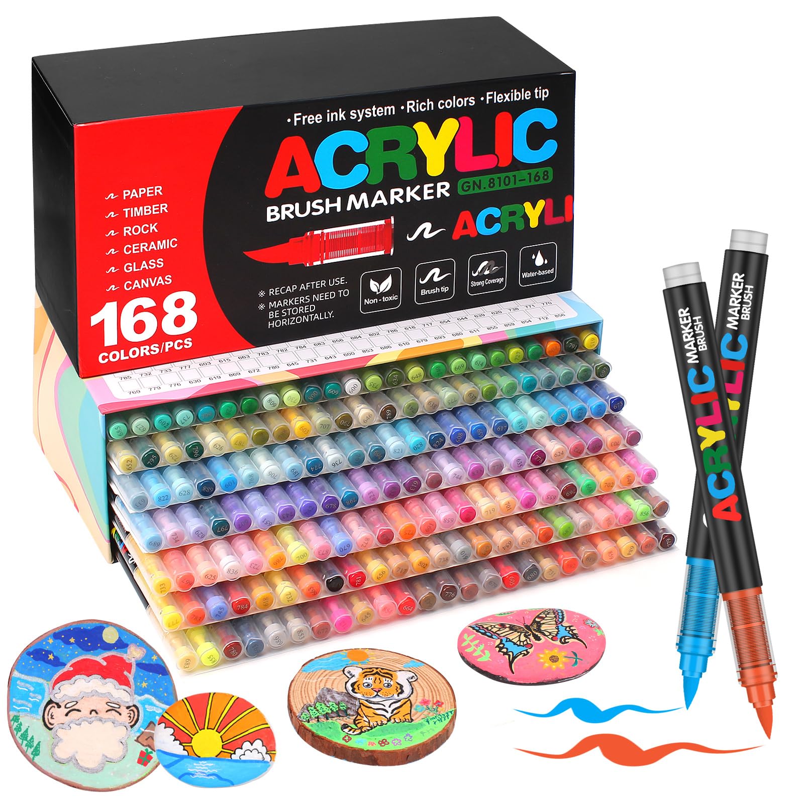 Set Pennarelli Acrilici Brush Pen 168 Colori