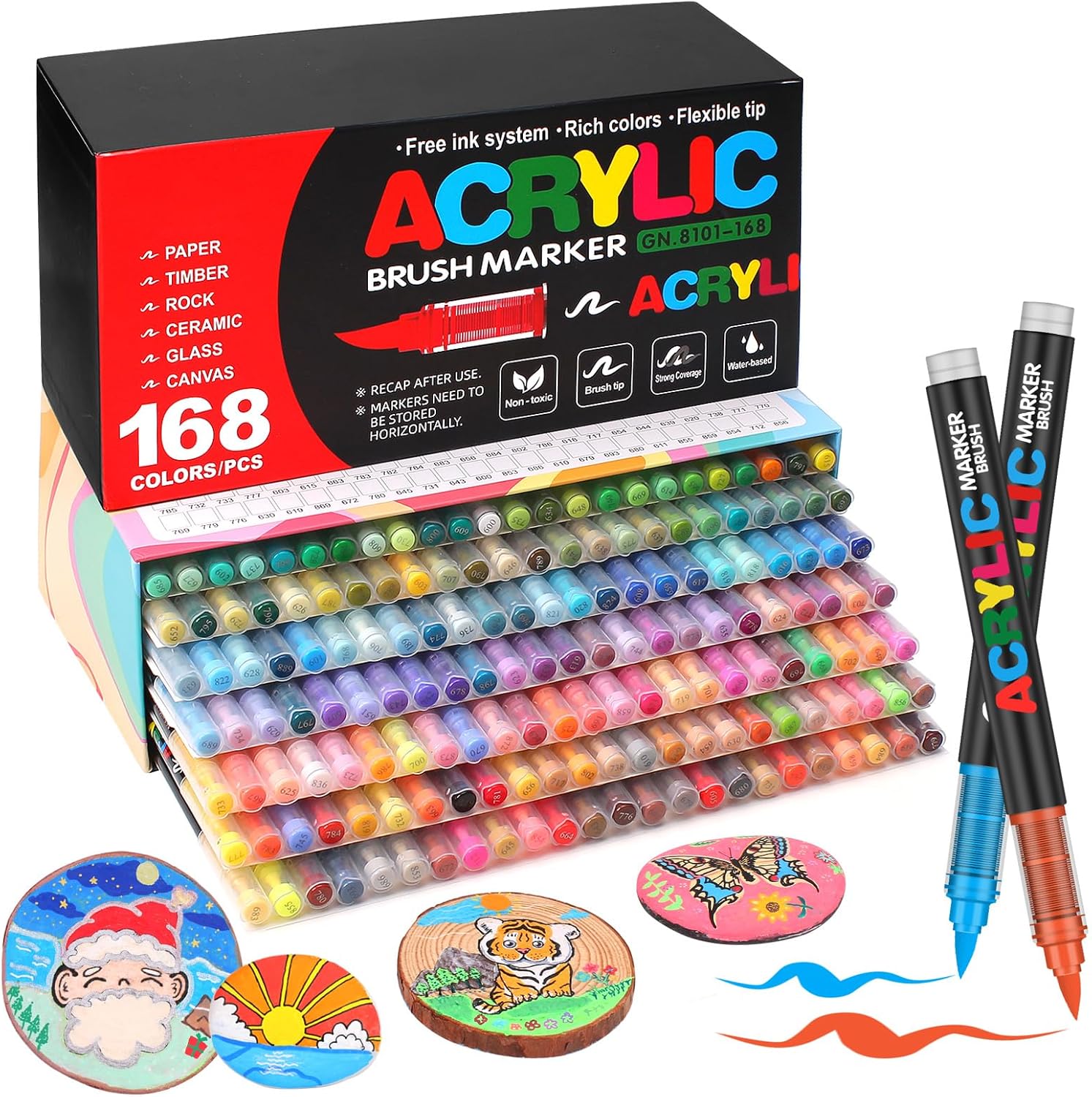 Set Pennarelli Acrilici Brush Pen 168 Colori - immagine 1