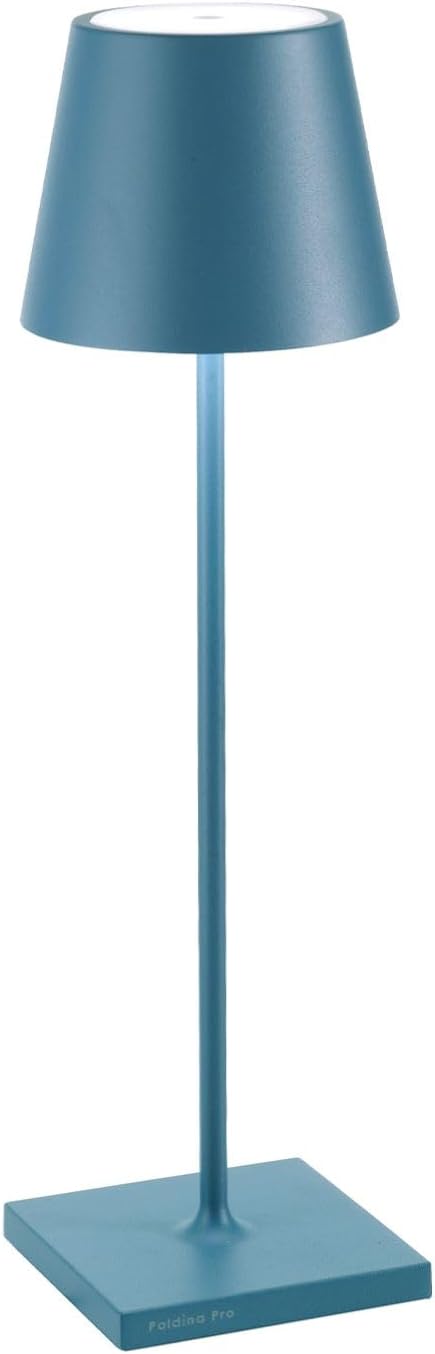 Zafferano Poldina Pro - Lampada da Tavolo Ricaricabile, Blu Avio
