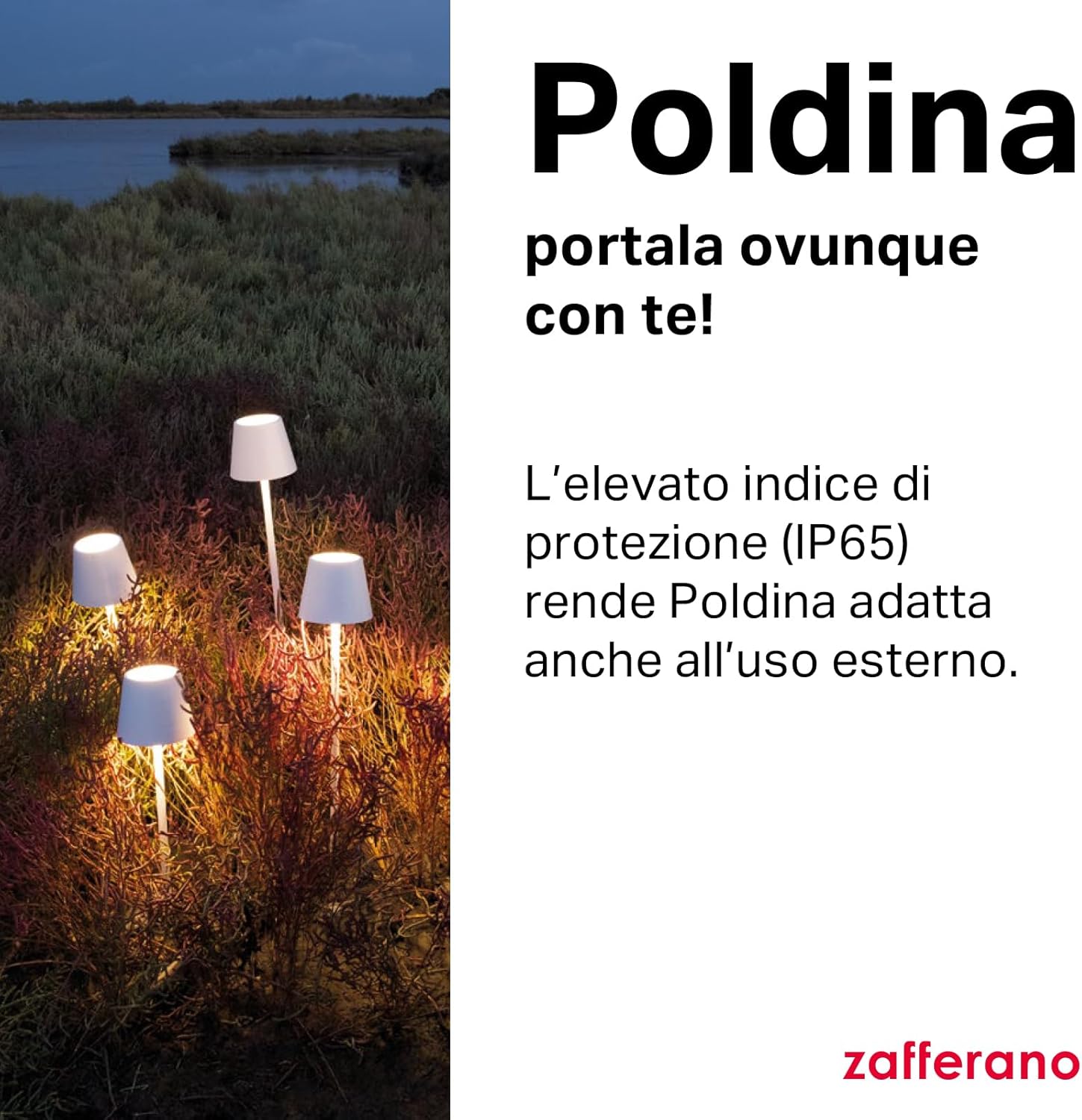 Zafferano Poldina Pro - Lampada da Tavolo Ricaricabile, Blu Avio - immagine 3