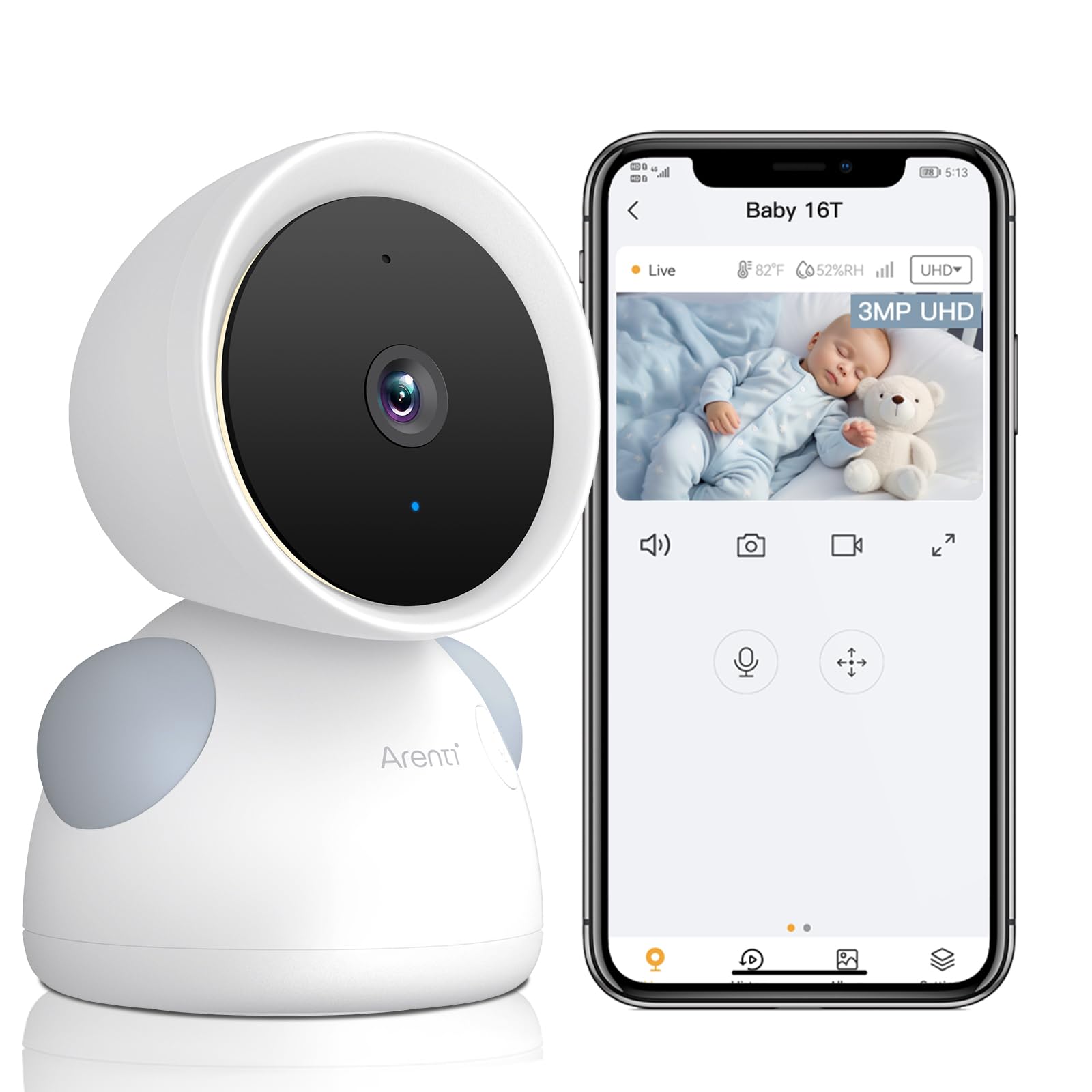 ARENTI 2K/3MP Baby Monitor Video WiFi
