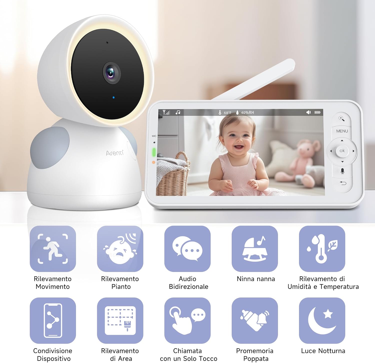 ARENTI 2K/3MP Baby Monitor Video WiFi - immagine 2