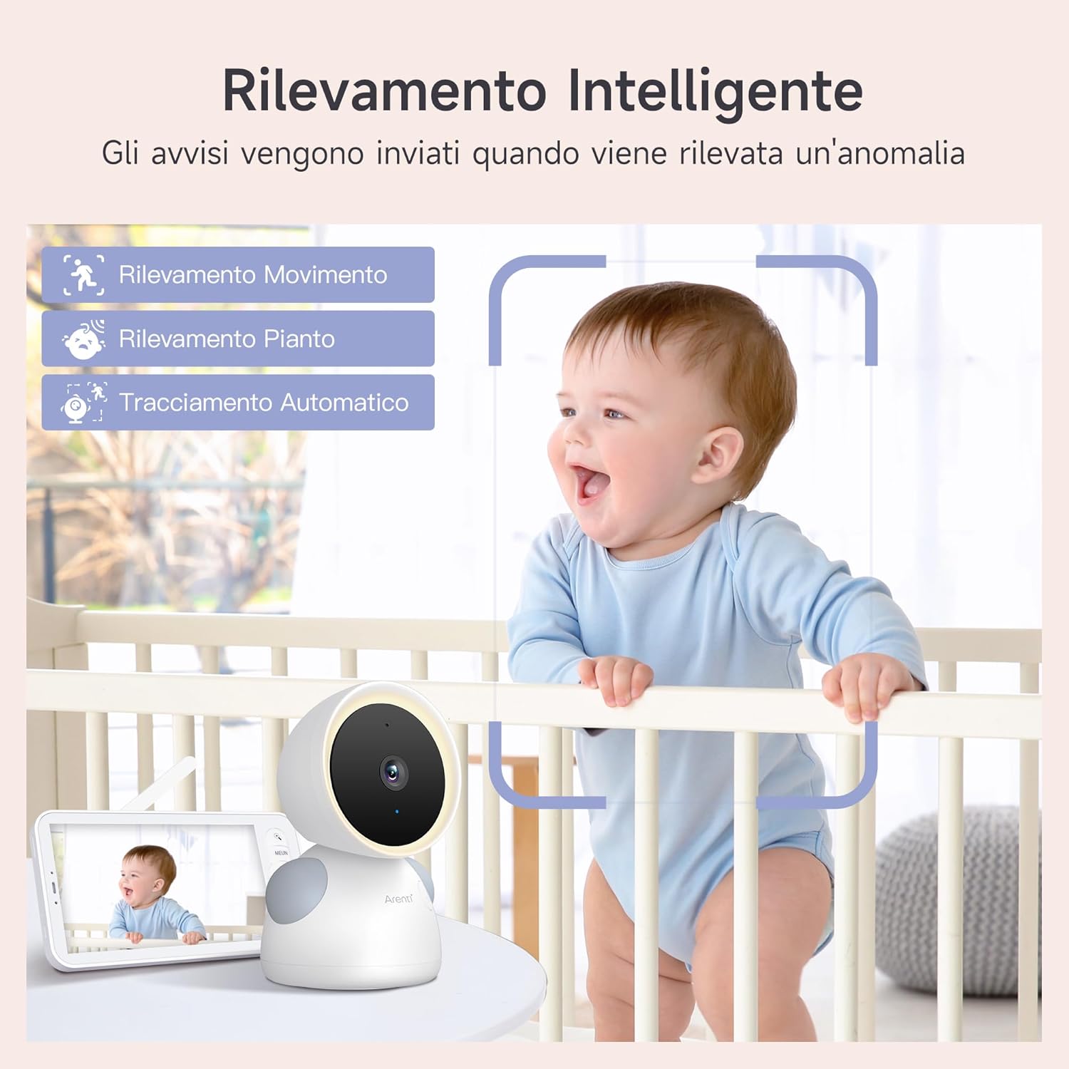 ARENTI 2K/3MP Baby Monitor Video WiFi - immagine 3