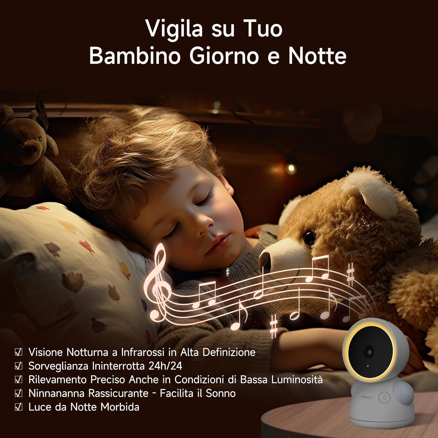 ARENTI 2K/3MP Baby Monitor Video WiFi - immagine 6