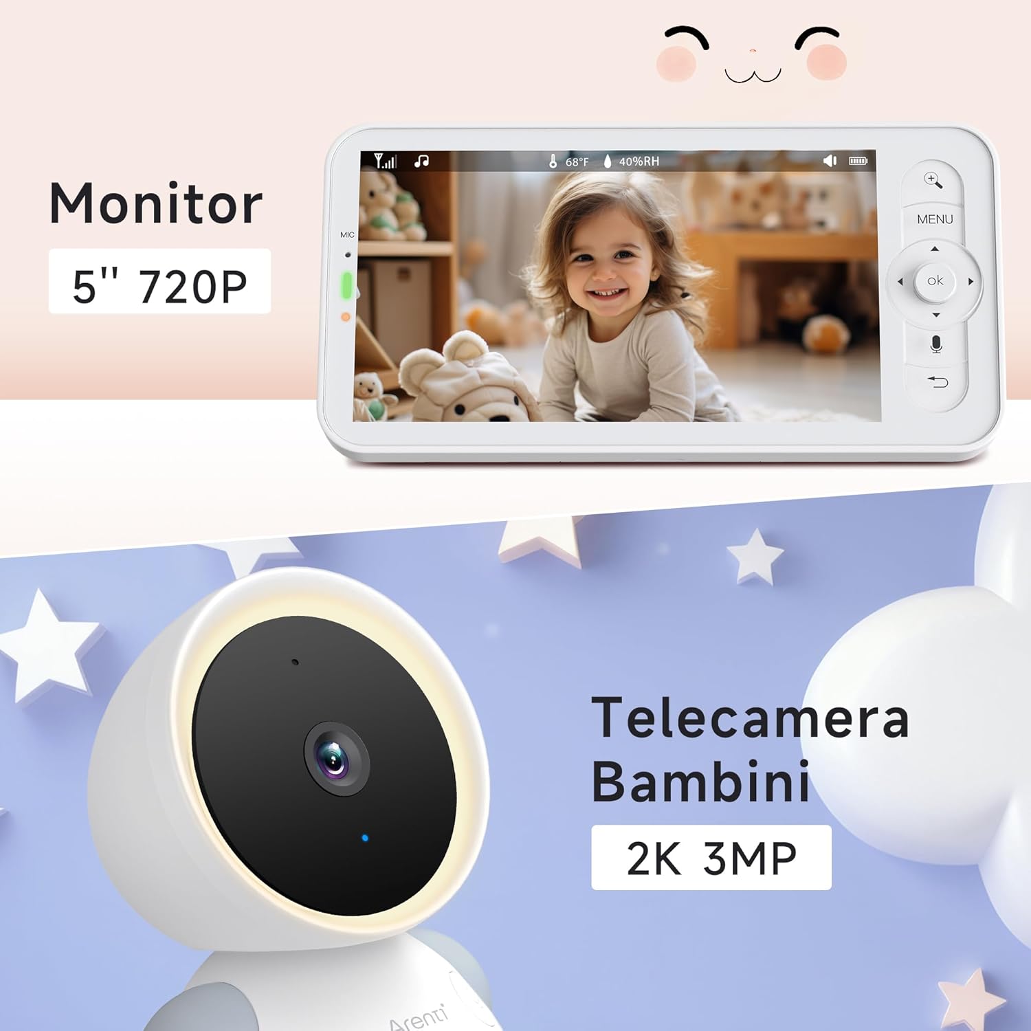 ARENTI 2K/3MP Baby Monitor Video WiFi - immagine 7