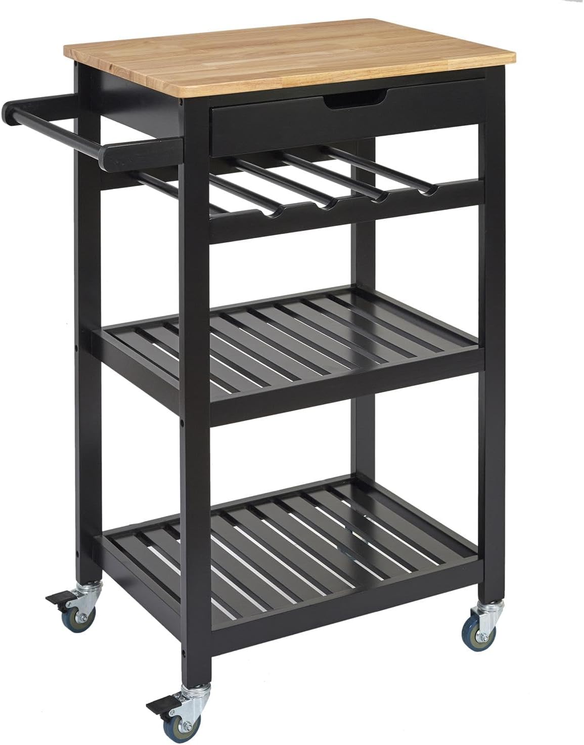 HOME DECO FACTORY HD7102 - Carrello a rotelle, portaoggetti da Cucina, Sala da Pranzo, Nero, Legno, 40 x 62,5 x 85,5 cm
