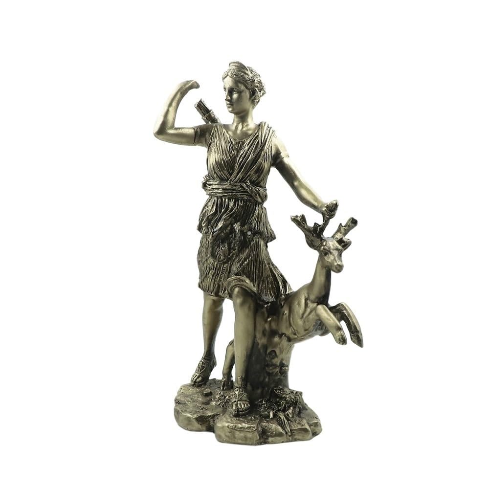 Statua Dea Greca Artemide in Resina Bronzata 27cm