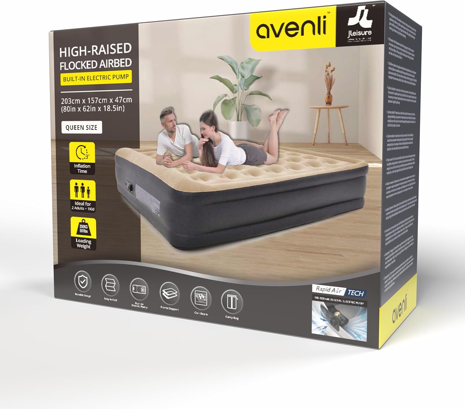 Avenli Materasso Gonfiabile Matrimoniale 203x157x47cm - immagine 5