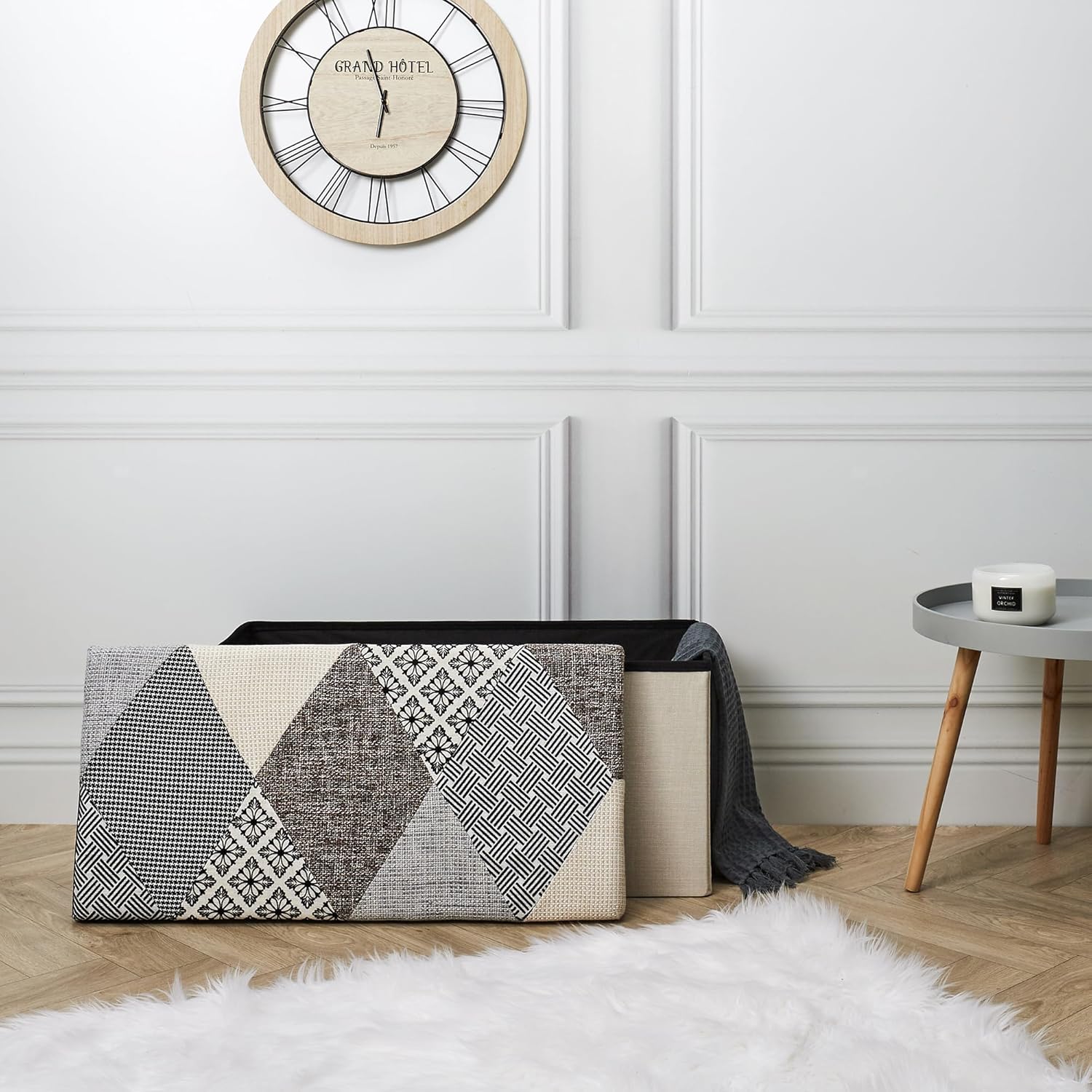 HOME DECO FACTORY Chest Bench Patchwork, Multicolore 76x38x38cm - immagine 11