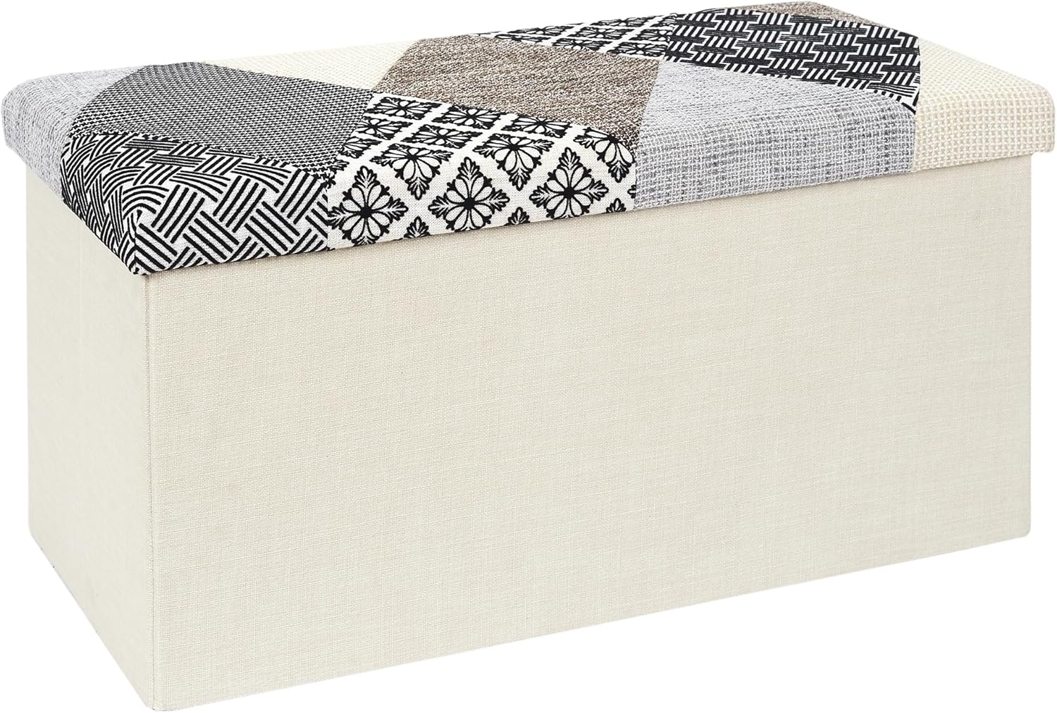 HOME DECO FACTORY Chest Bench Patchwork, Multicolore 76x38x38cm - immagine 1