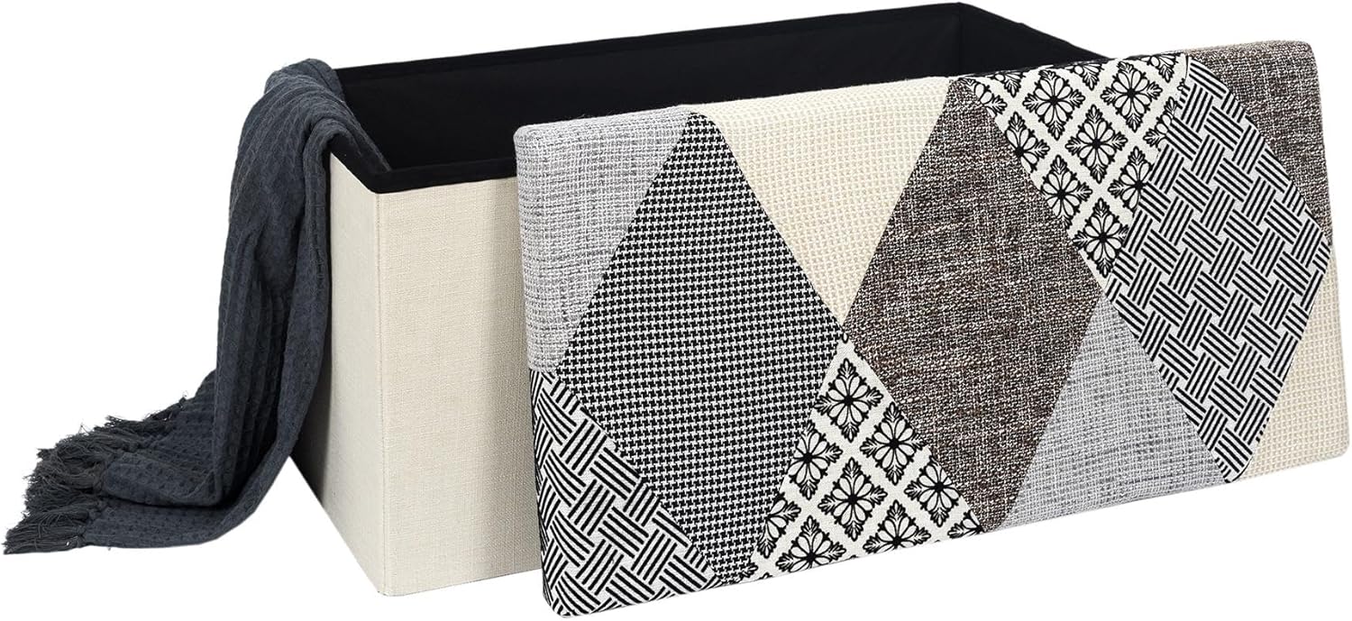 HOME DECO FACTORY Chest Bench Patchwork, Multicolore 76x38x38cm - immagine 6