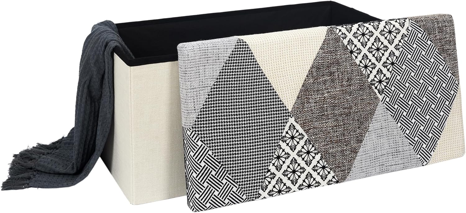 HOME DECO FACTORY Chest Bench Patchwork, Multicolore 76x38x38cm - immagine 7