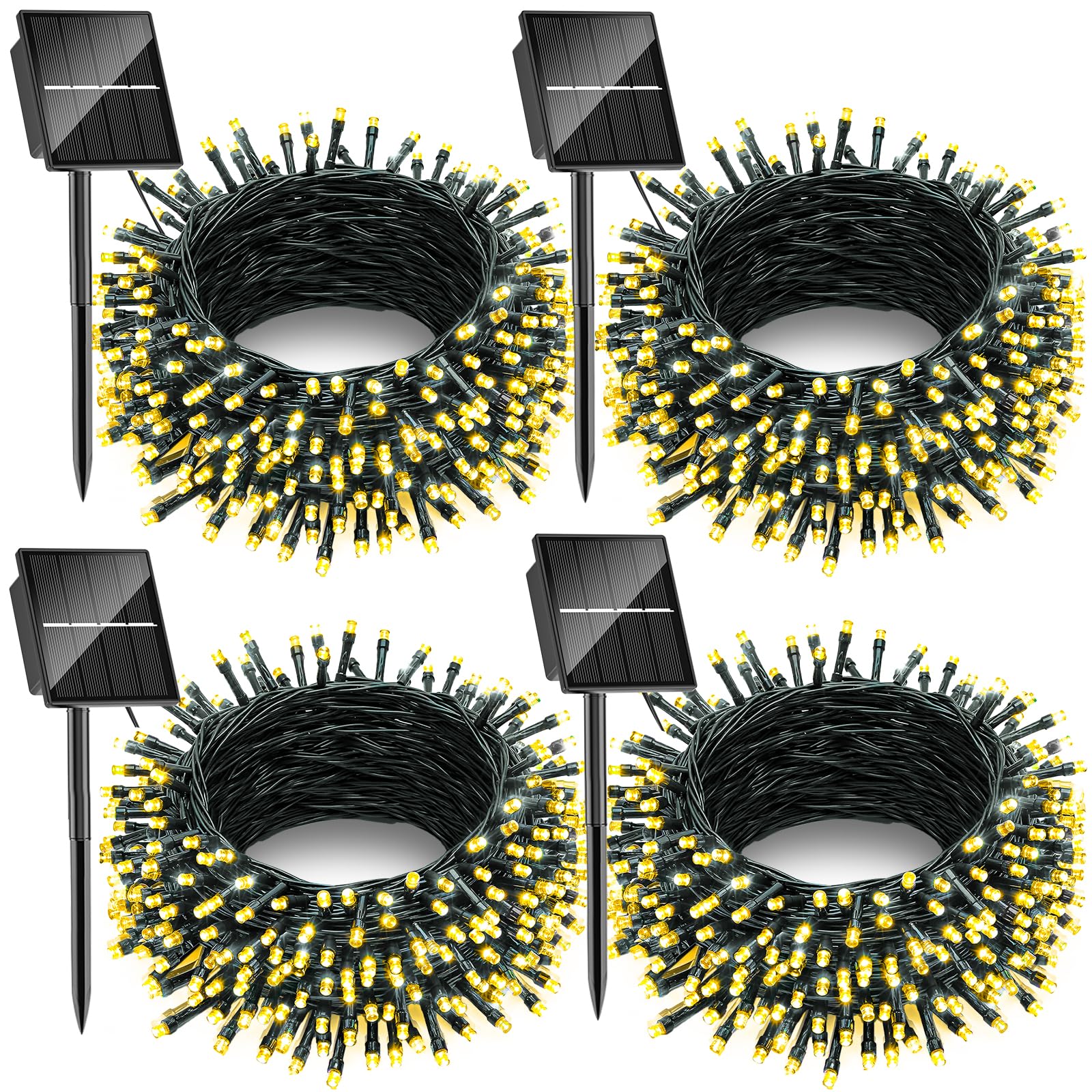 Solarbaby 4 Pacchi Luci Natale Esterno Solare 10M 100LED