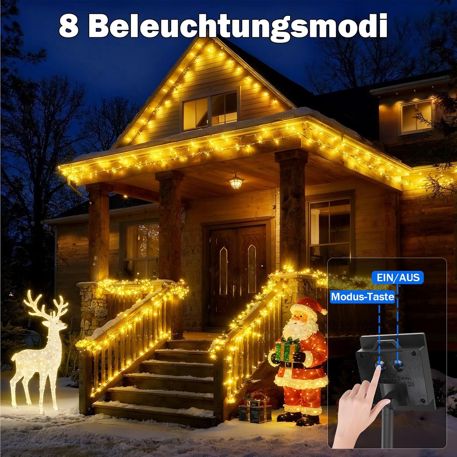 Solarbaby 4 Pacchi Luci Natale Esterno Solare 10M 100LED - immagine 3