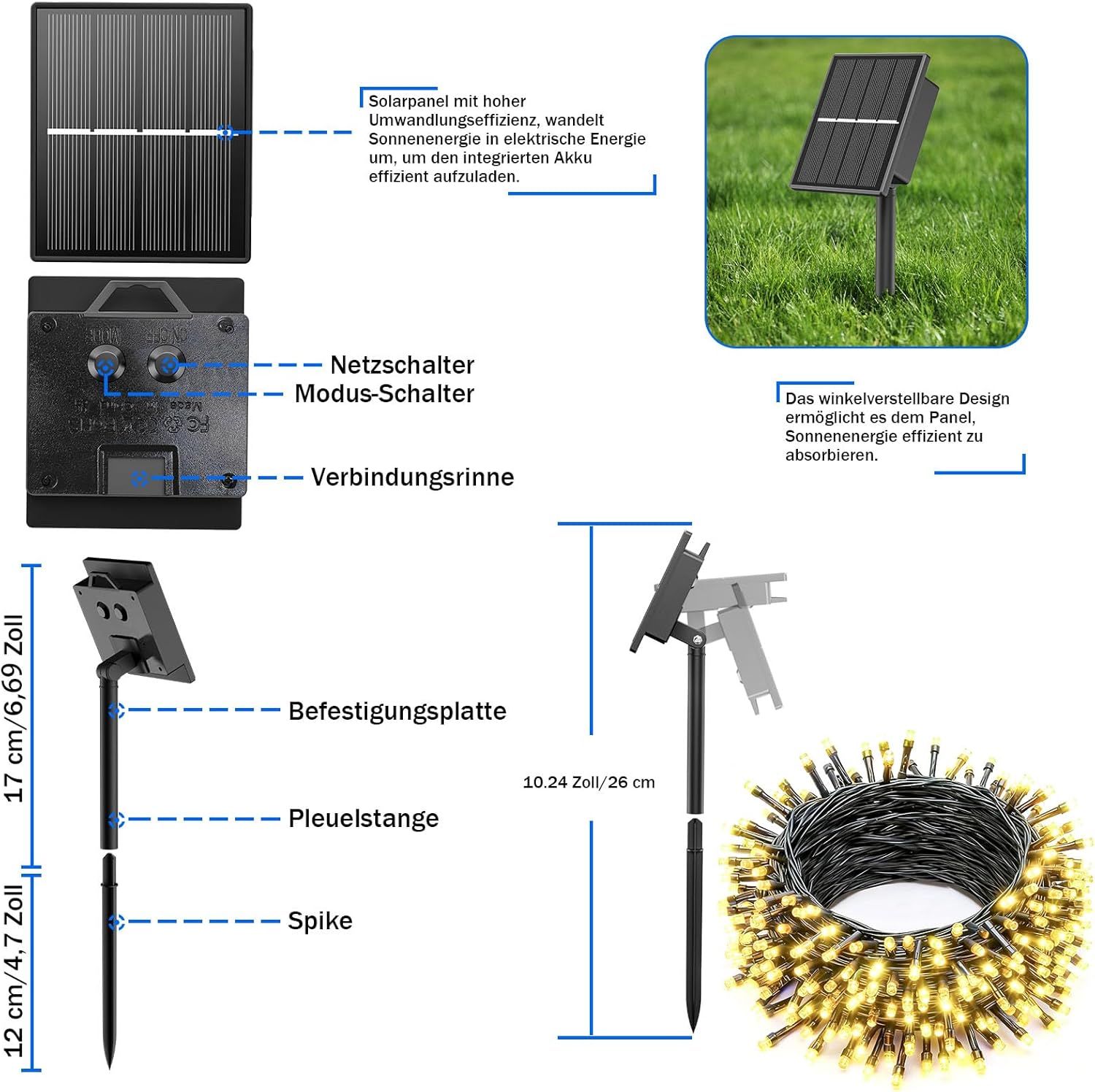 Solarbaby 4 Pacchi Luci Natale Esterno Solare 10M 100LED - immagine 6