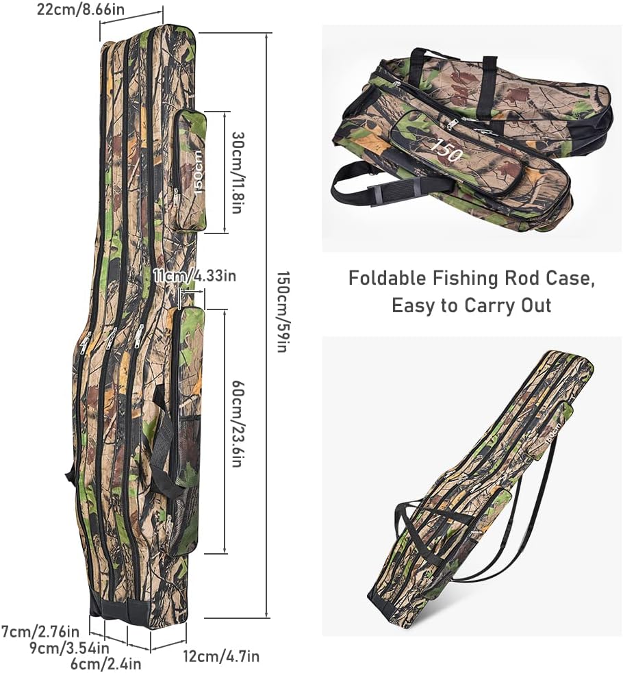 Borsa da Pesca 3 Strati - Sacca Porta Canne 150cm Oxford - immagine 2