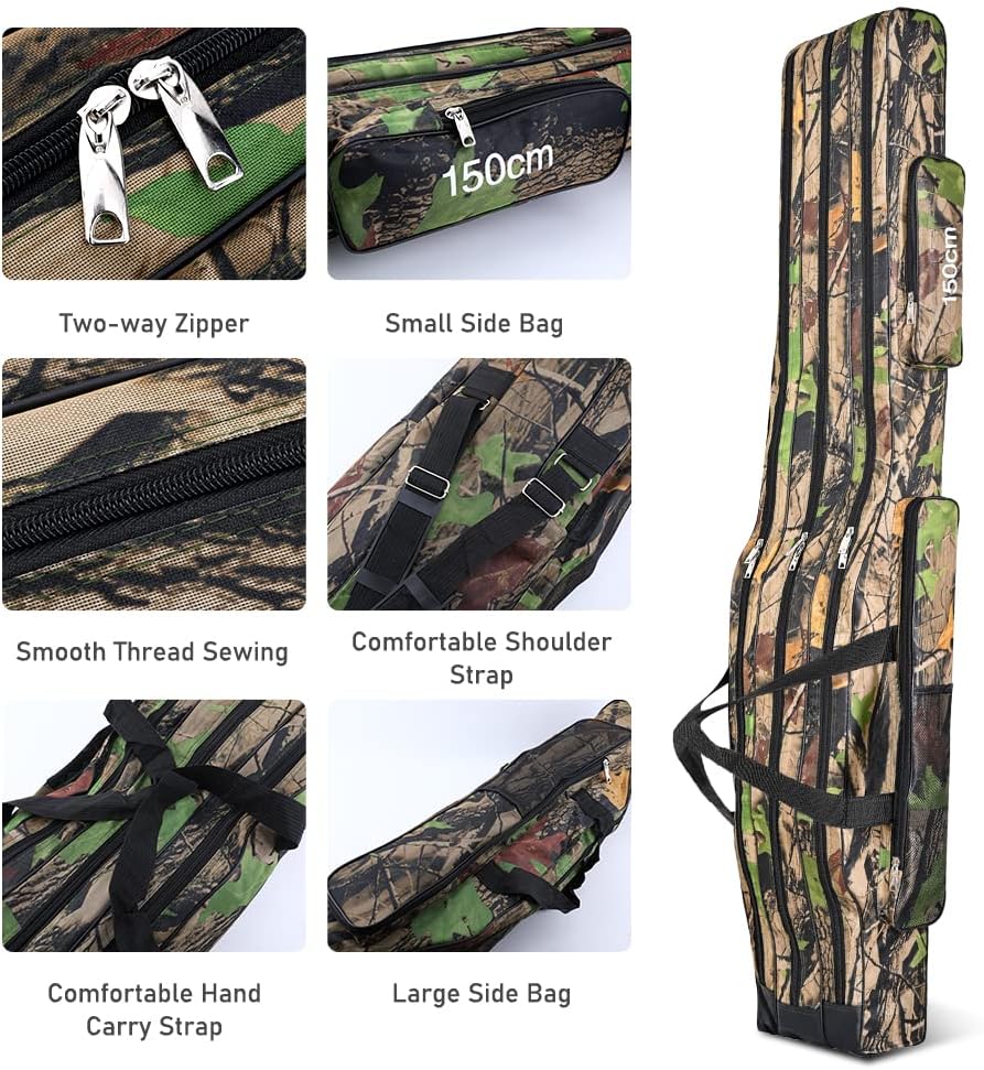 Borsa da Pesca 3 Strati - Sacca Porta Canne 150cm Oxford - immagine 4