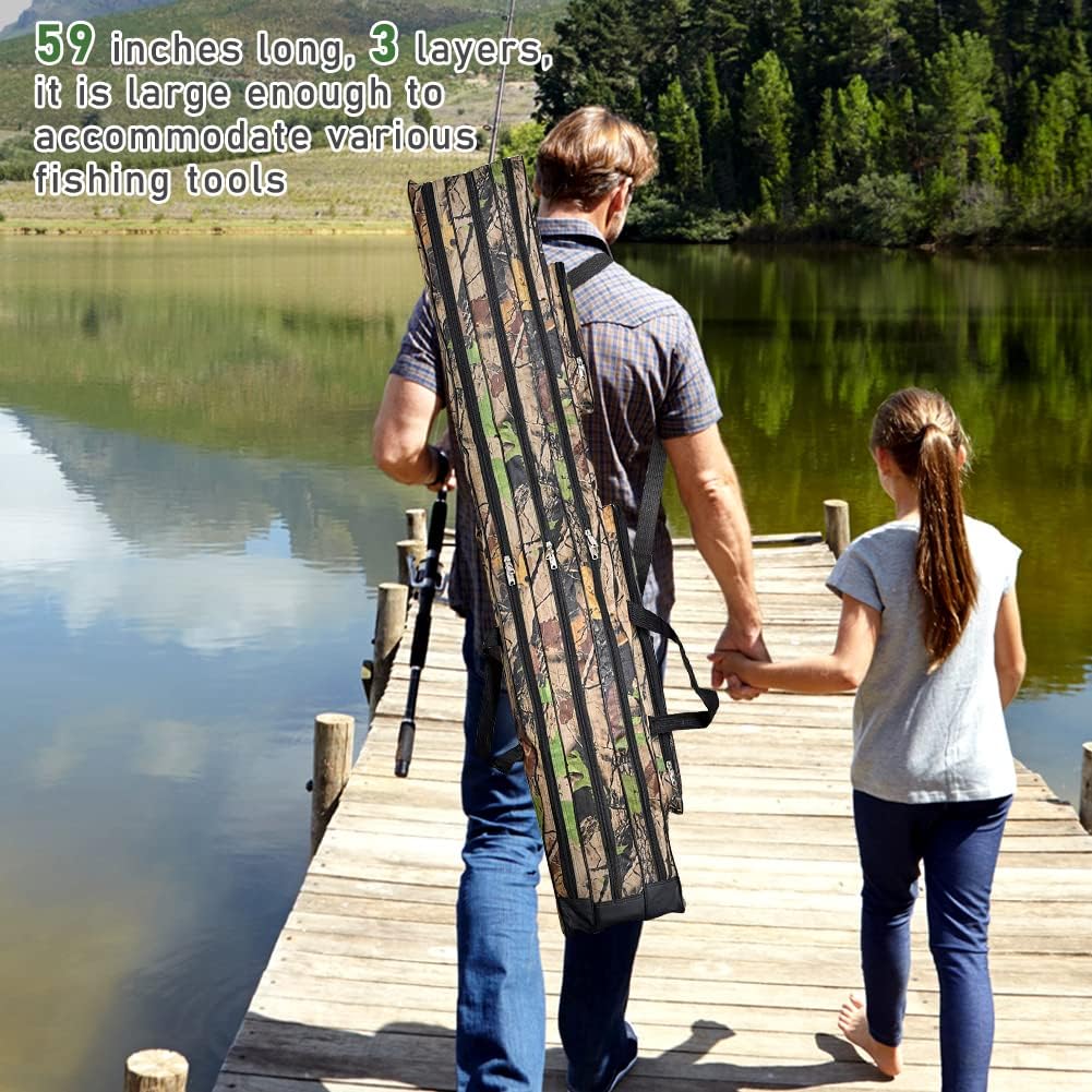 Borsa da Pesca 3 Strati - Sacca Porta Canne 150cm Oxford - immagine 5