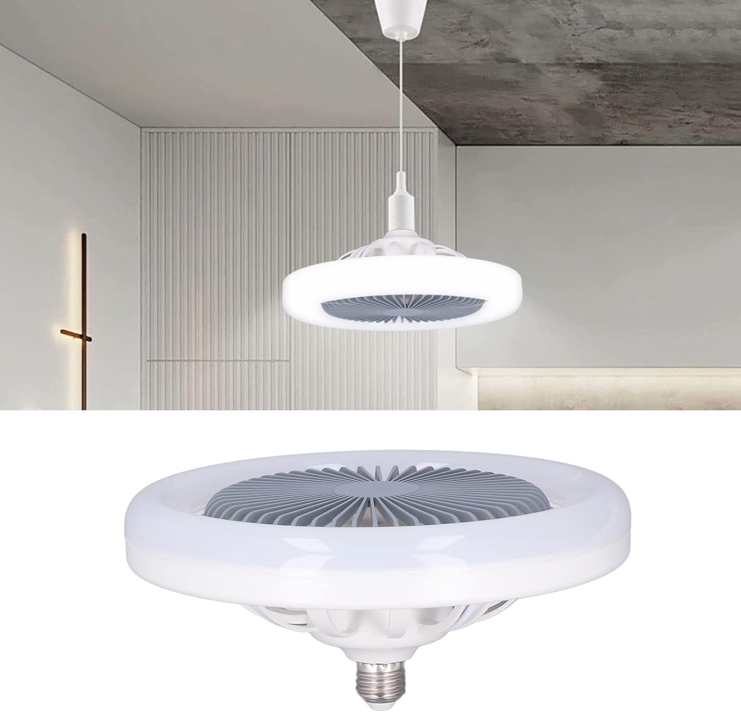 Ventilatore da Soffitto con Luce LED E27 9.8in 30W - immagine 2