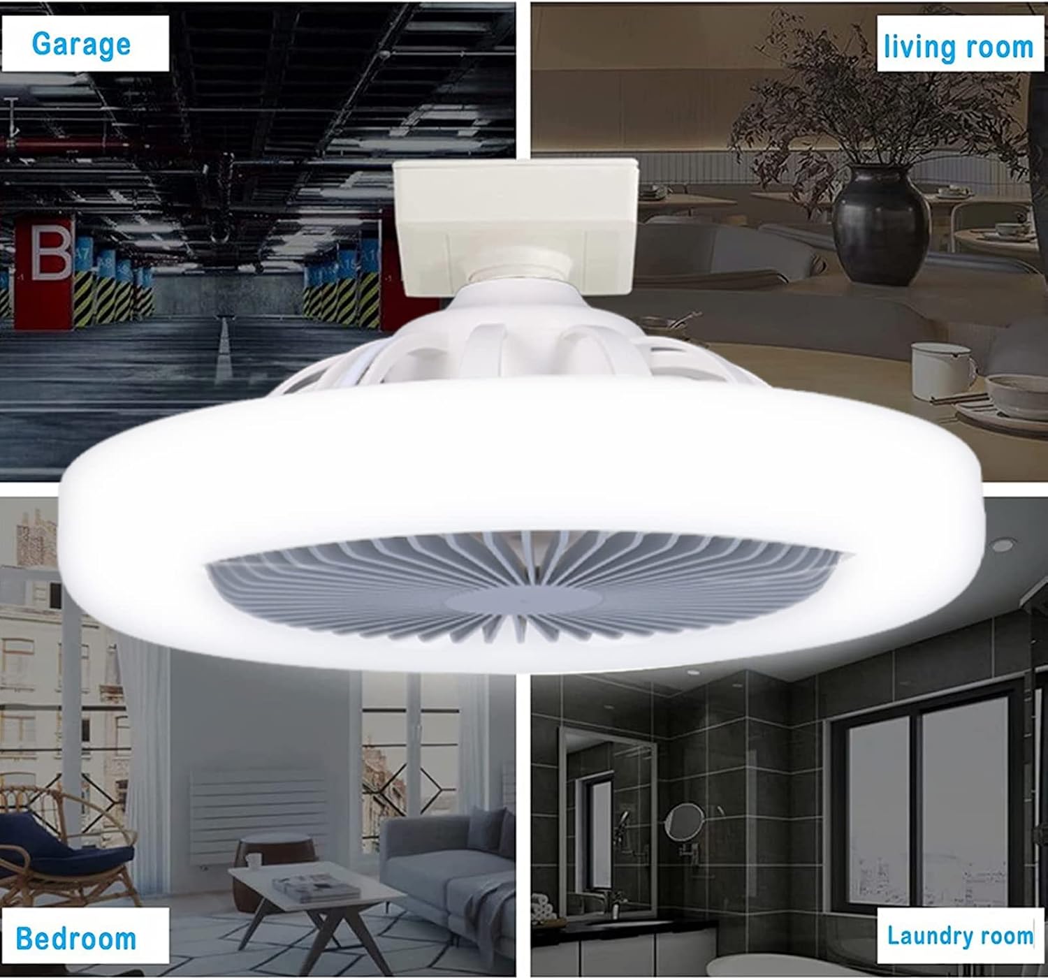 Ventilatore da Soffitto con Luce LED E27 9.8in 30W - immagine 4