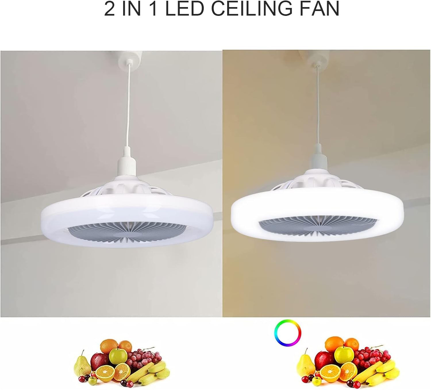Ventilatore da Soffitto con Luce LED E27 9.8in 30W - immagine 6