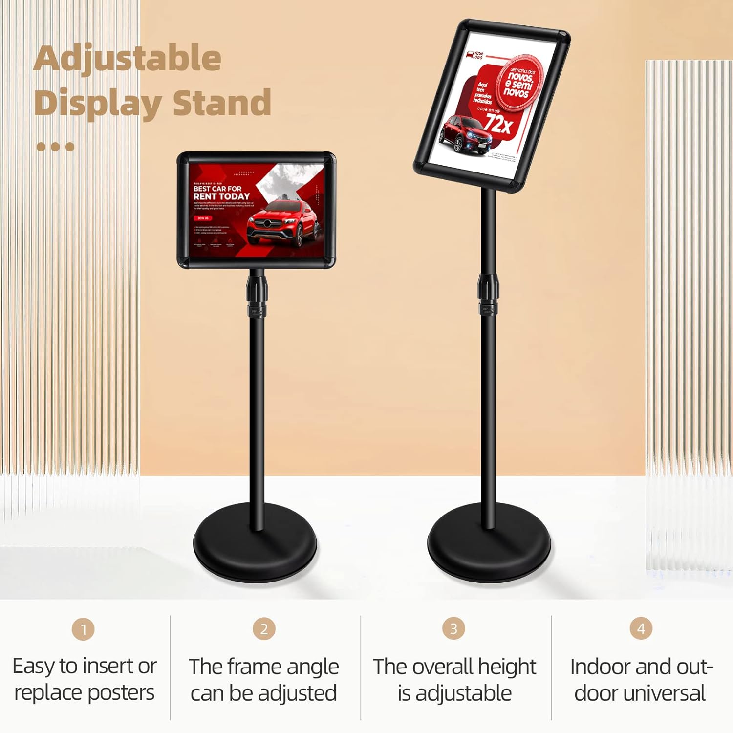 Supporto Espositore A4 Regolabile a Pavimento - immagine 3