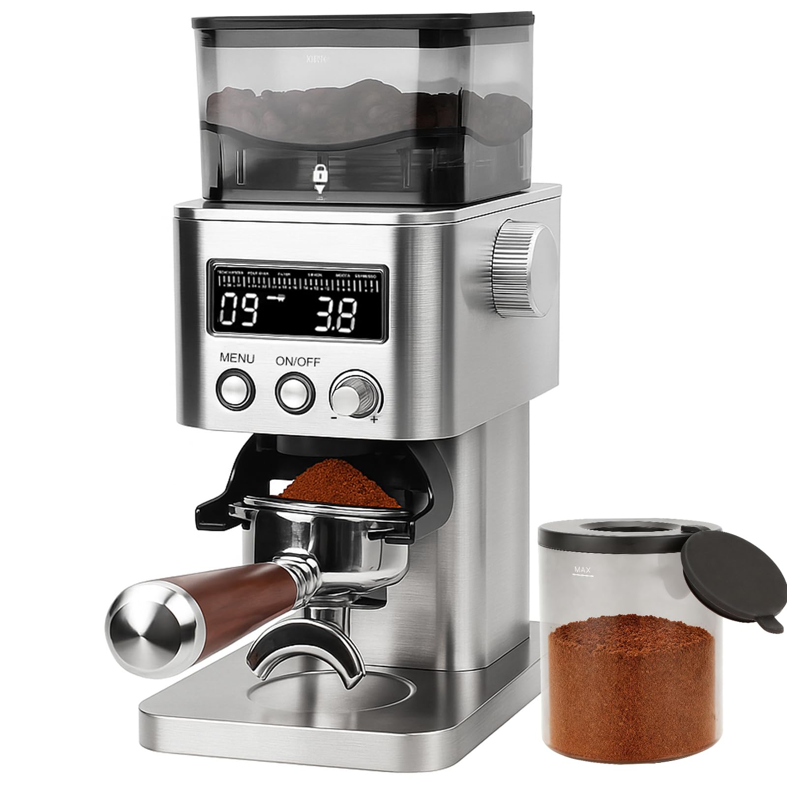 Homtone Macinacaffè Elettrico a Cono con LCD