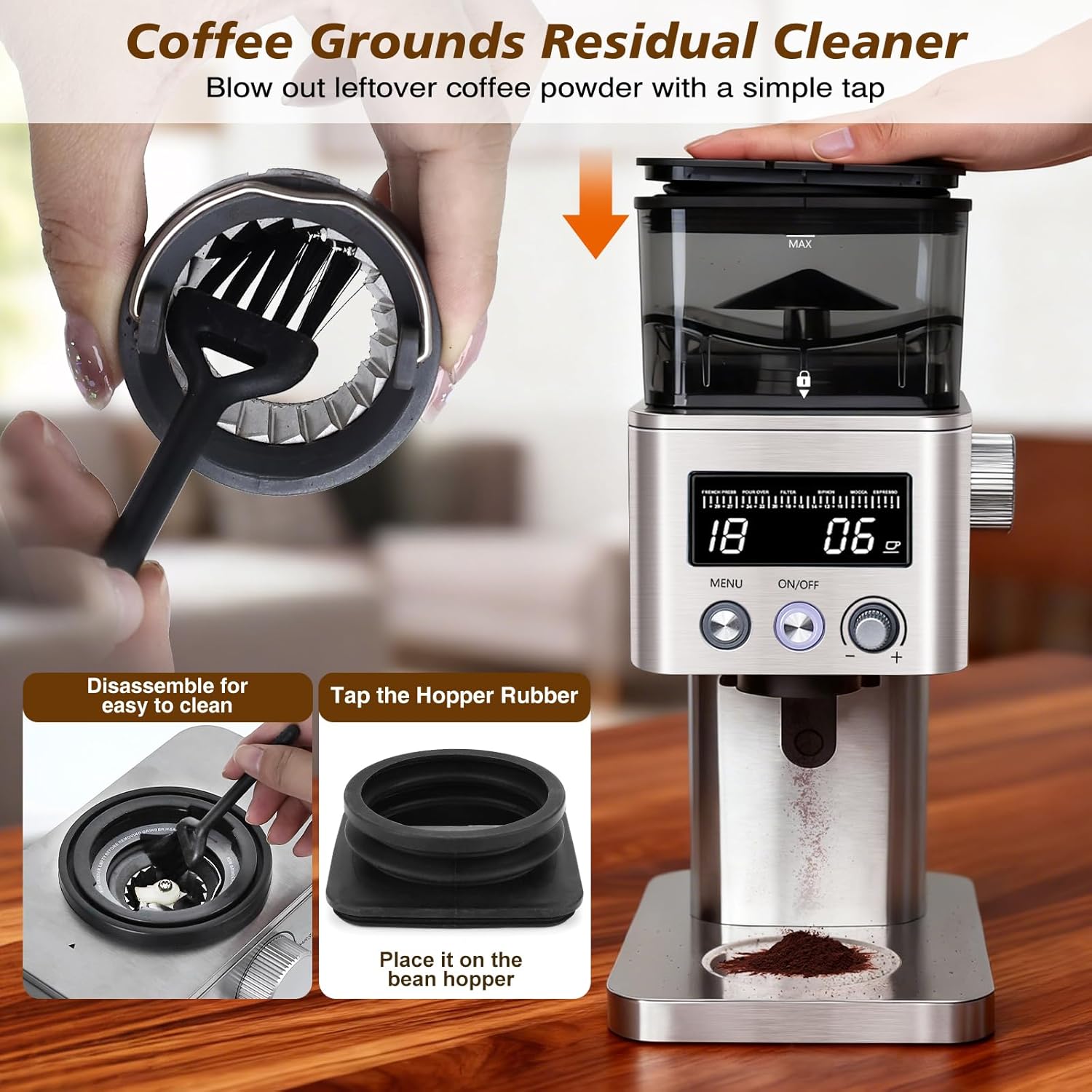 Homtone Macinacaffè Elettrico a Cono con LCD - immagine 6