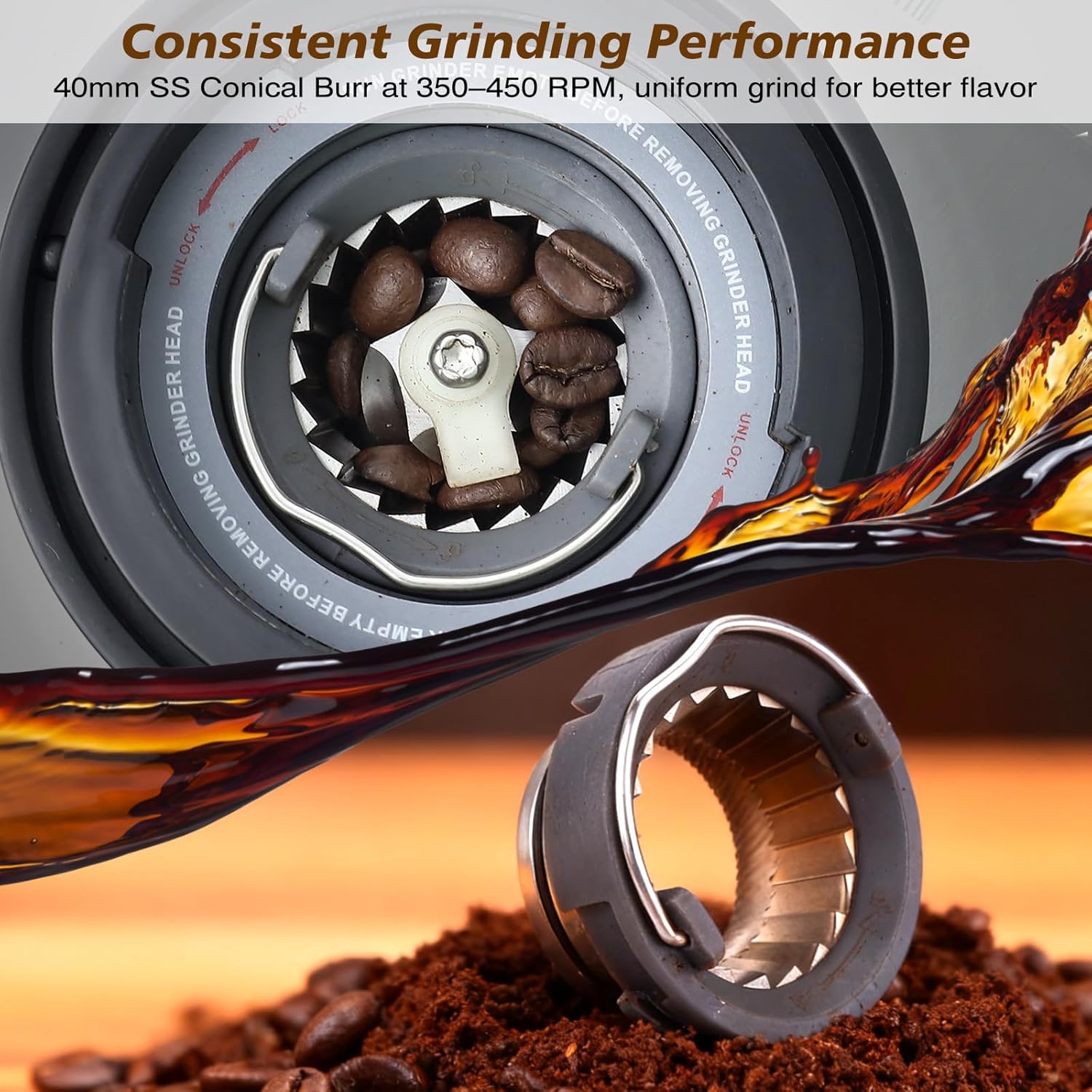 Homtone Macinacaffè Elettrico a Cono con LCD - immagine 8