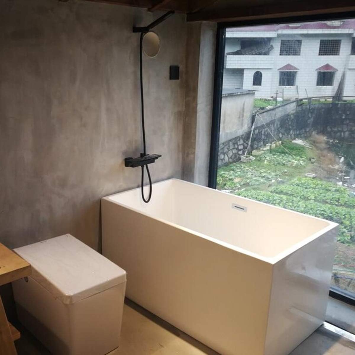 Miscelatore Vasca da Bagno a Cascata Nero con Doccetta - immagine 4