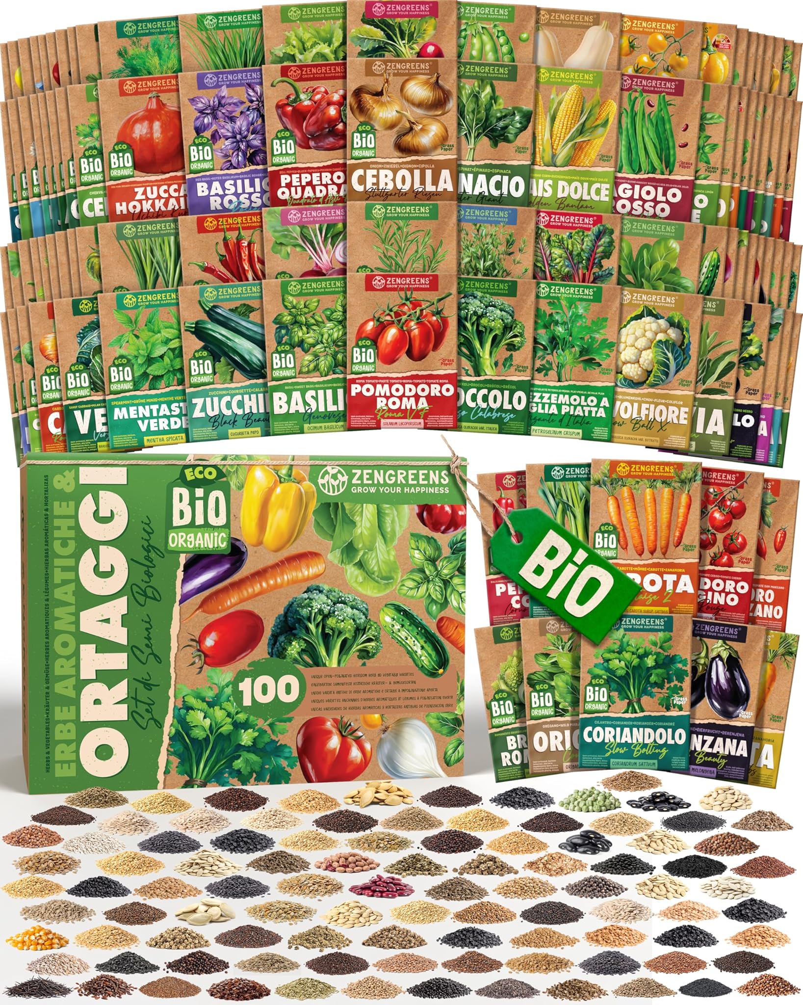 Set di Semi Bio Erbe Aromatiche e Ortaggi (100 pezzi)