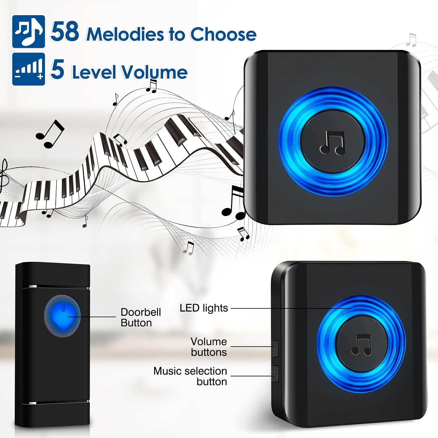 Satisure Campanello Senza Fili IP55, Portata 400m - immagine 2