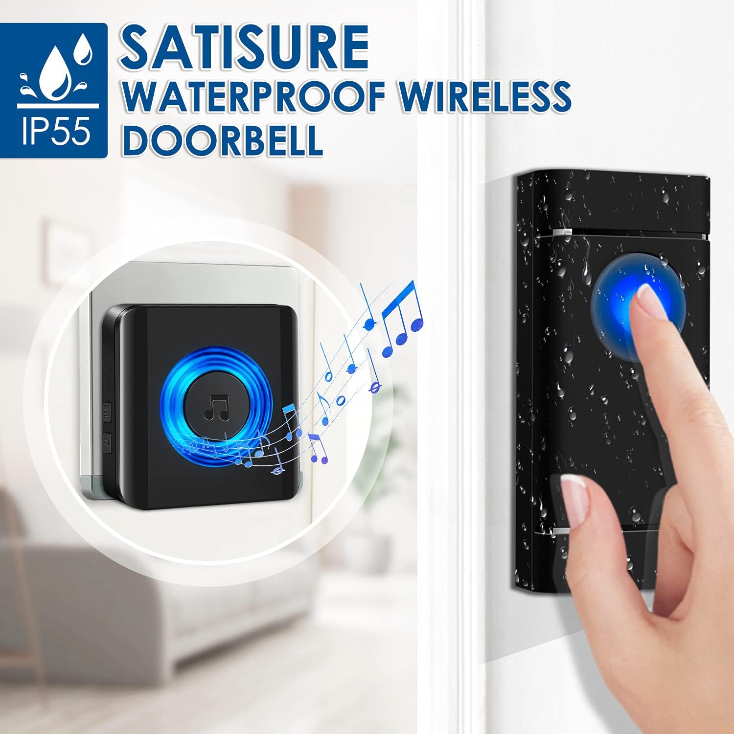 Satisure Campanello Senza Fili IP55, Portata 400m - immagine 3