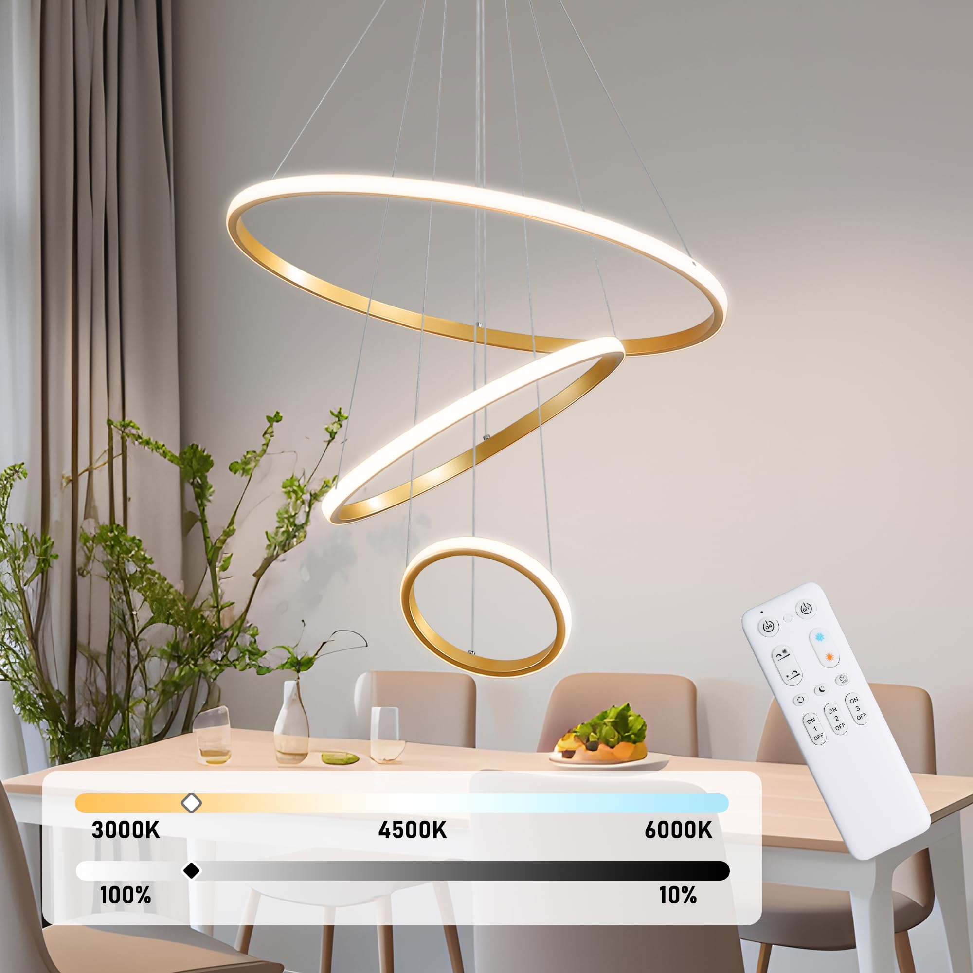 Kaucqi Lampadario Soggiorno 56W LED Dimmerabile