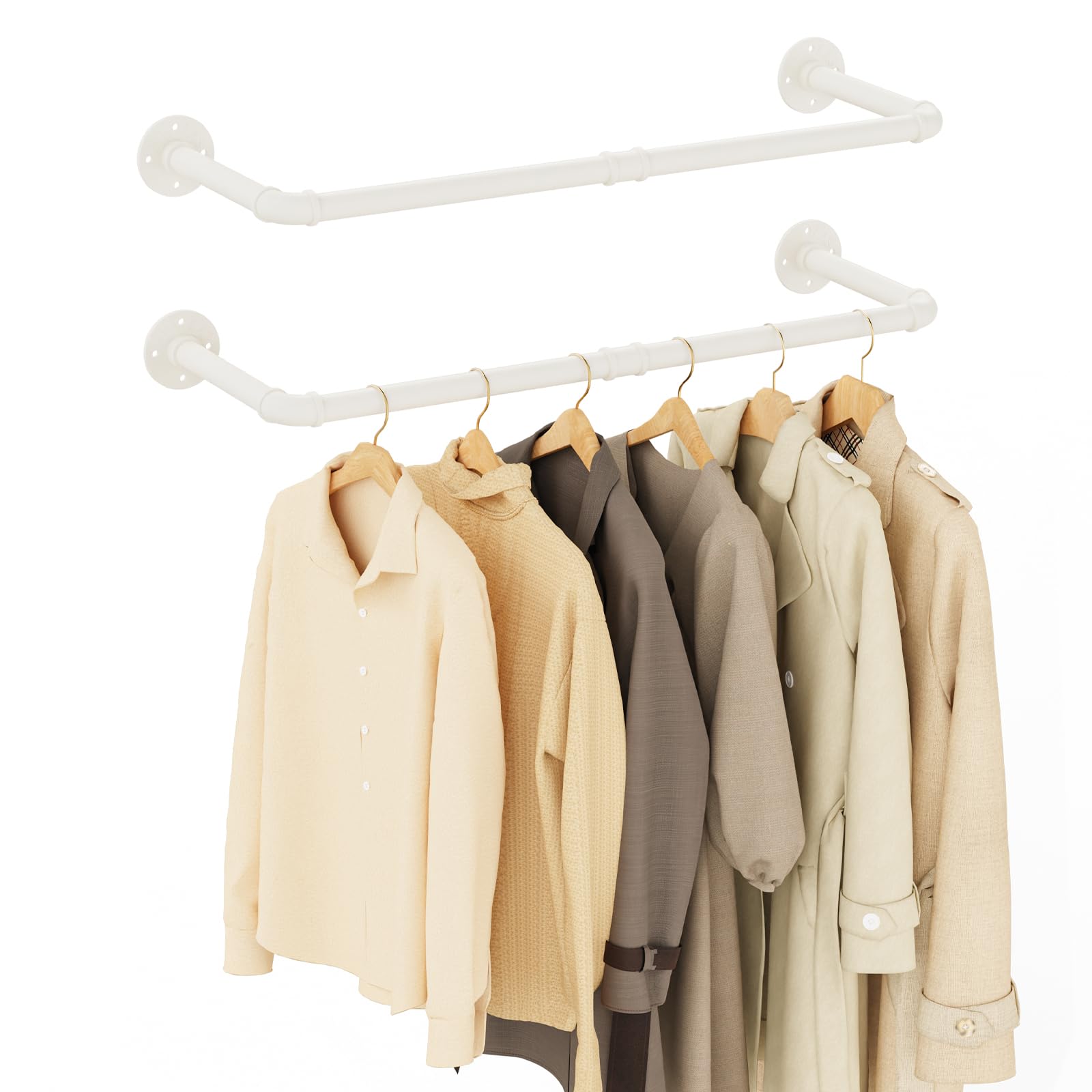 Yawinhe Barra Appendiabiti da Parete Industriale 80cm, Crema