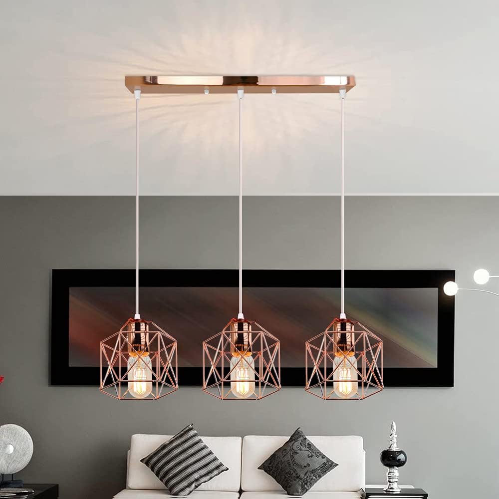 Idegu Lampadario a Sospensione Vintage 3 Luci E27 - immagine 2
