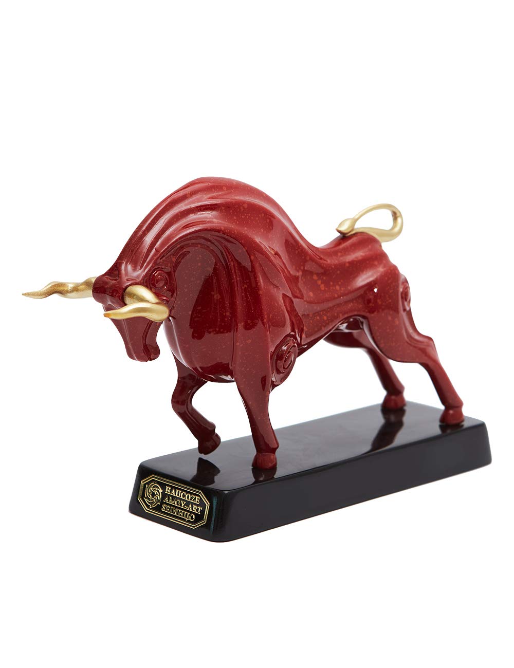 Amoy-Art Scultura Toro Statuetta Wall Street Bull 21cm