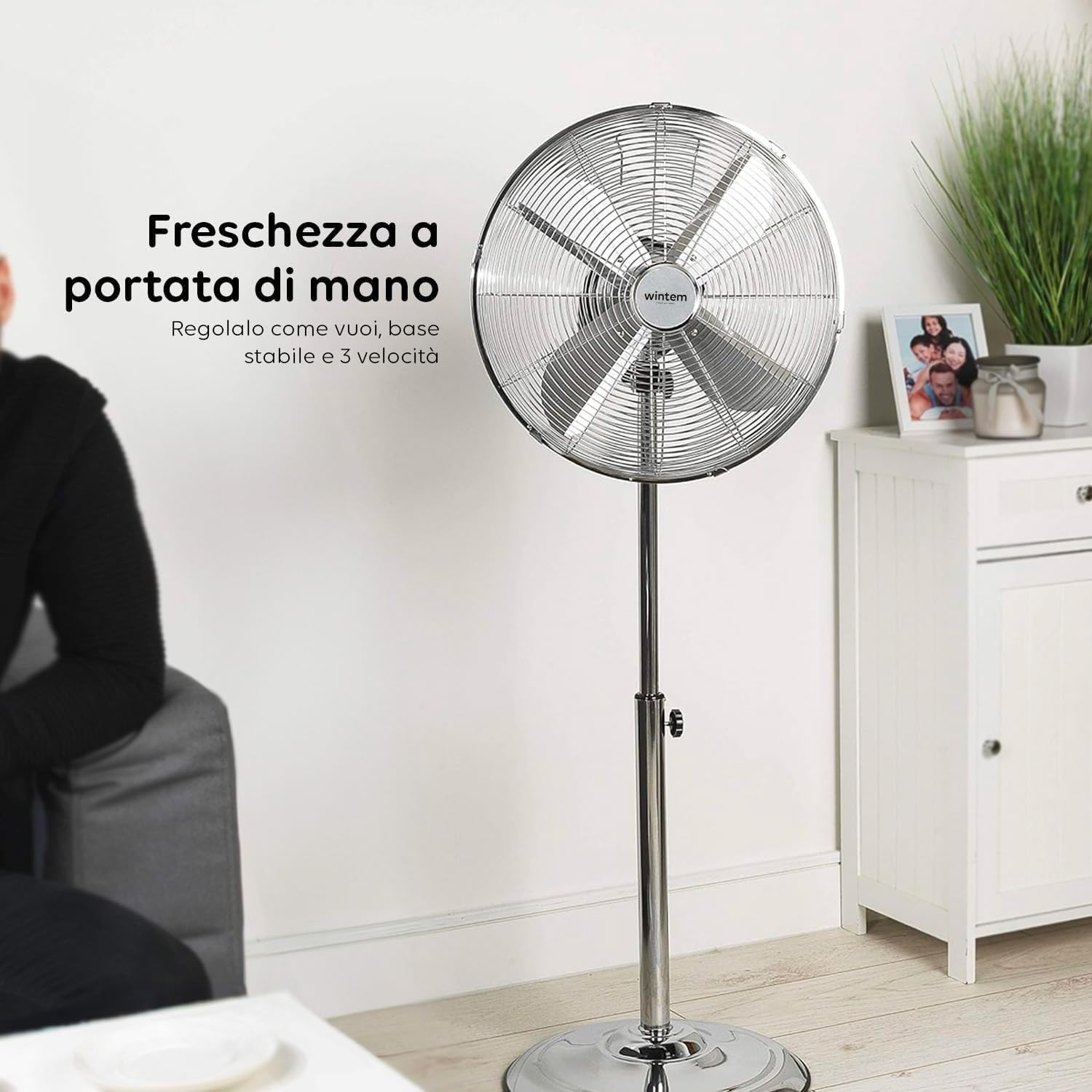 Wintem Ventilatore a Piantana 50W in Acciaio Cromato - immagine 2