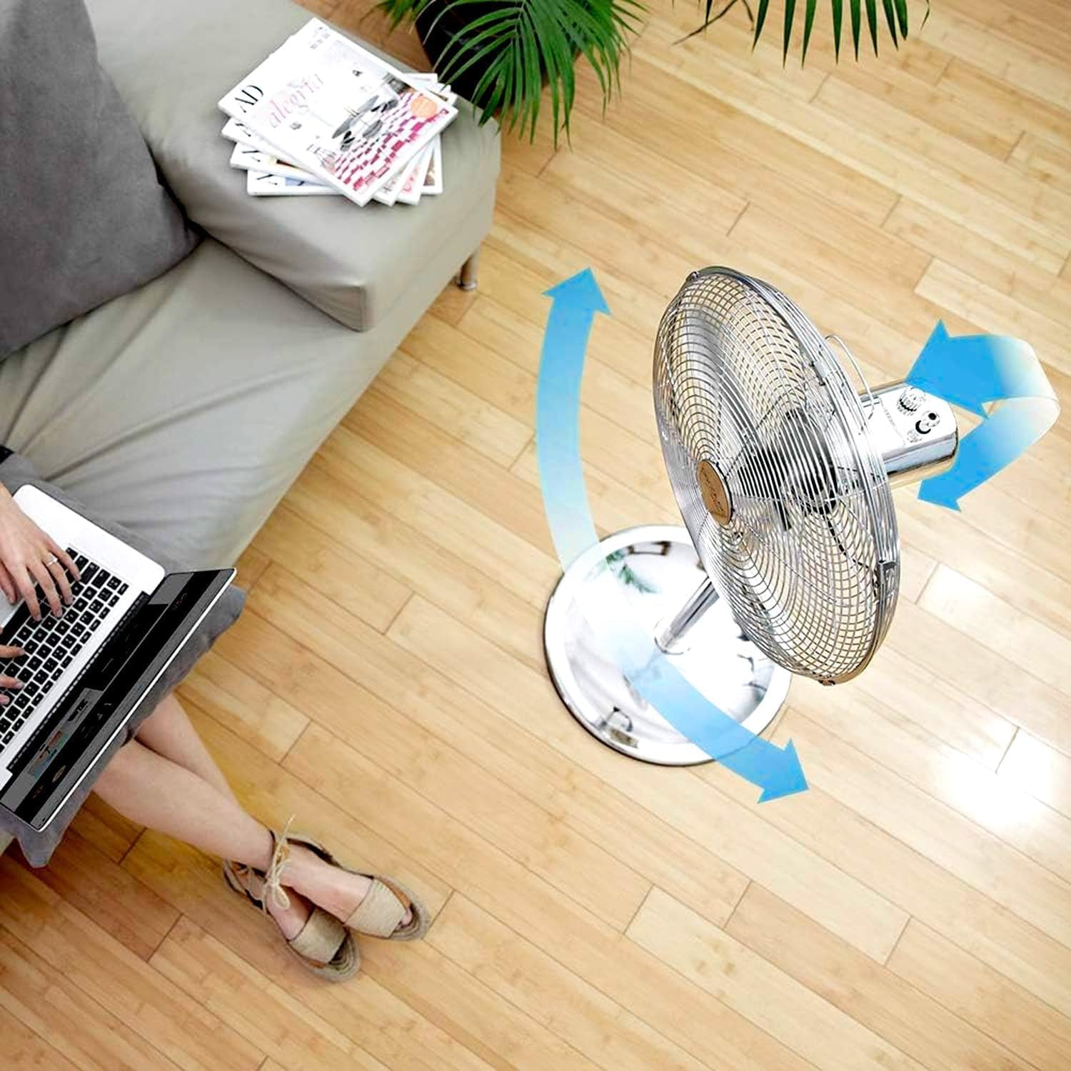 Wintem Ventilatore a Piantana 50W in Acciaio Cromato - immagine 6