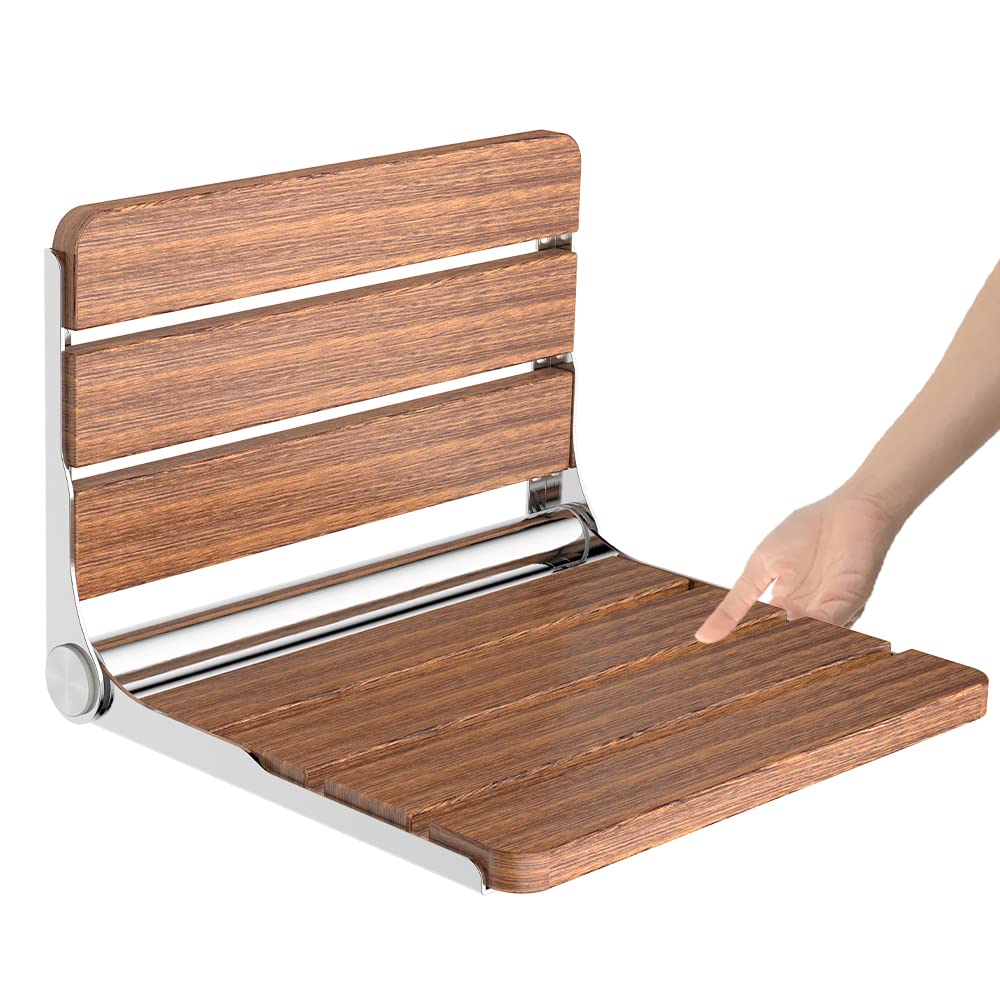 Sgabello Doccia Pieghevole a Muro in Legno Massello