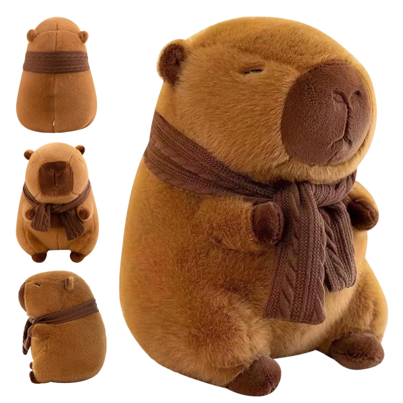 25 cm Morbido Capibara Peluche, Capybara Peluche con Sciarpa, Simulazione Animale Capibara Gadget, Perfetto Come Morbido Cuscino e Regalo per Piacevoli ore di Gioco